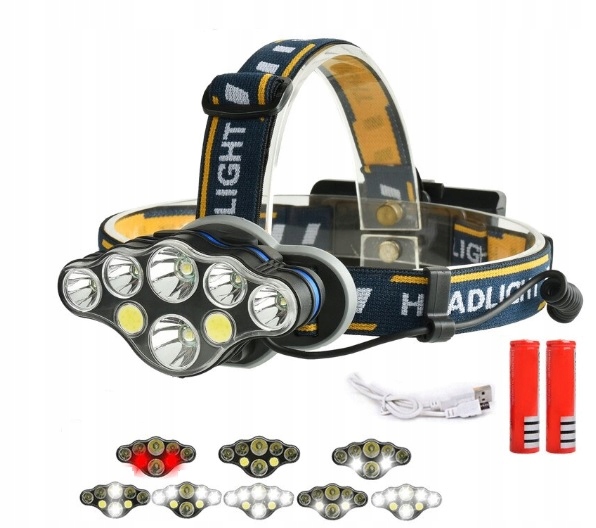 MOCNA LATARKA CZOŁOWA LED ZOOM XML T6 LAMPKA NA GŁOWĘ REFLEKTOR CZOŁÓWKA 7 Model 7 X LED