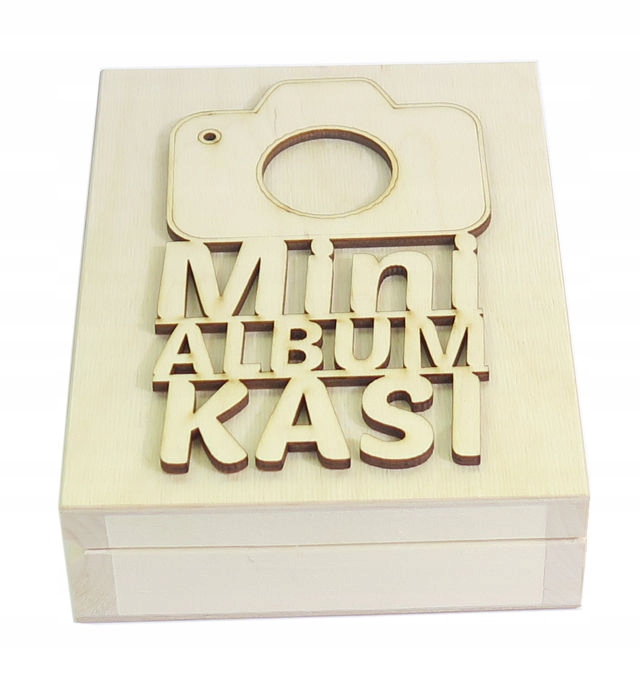 

Pudełko drewniane mini album foto imienny AA78