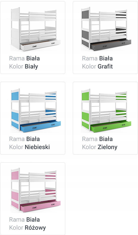 Łóżko RICO piętrowe dla dzieci 160x80 dziecięce Bohater inny