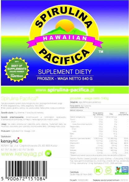 

Spirulina Hawajska Pacifica 500 Mg 540 Gram