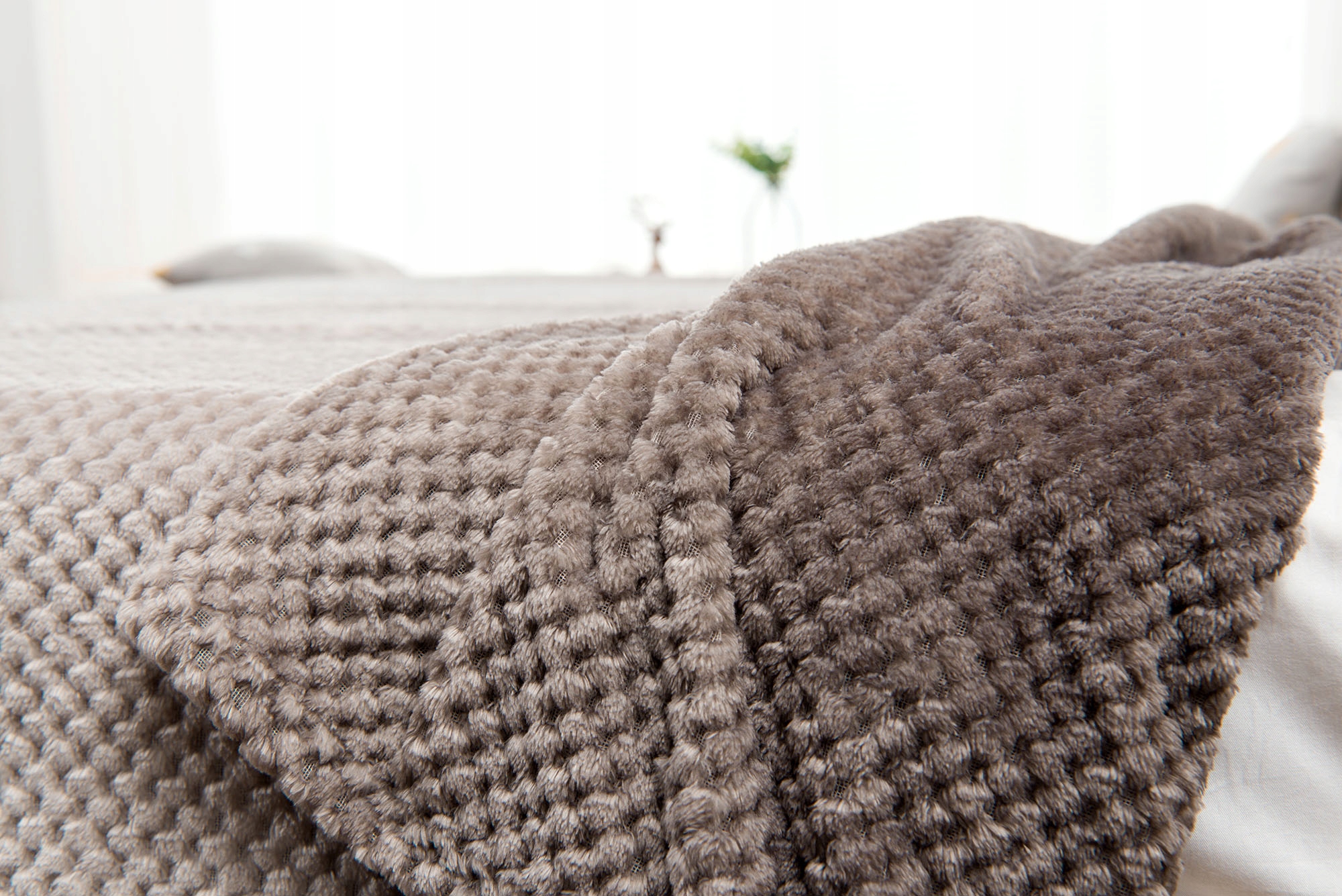 NARZUTA KOC Z MIKROFIBRY 180x200 OMBRE BRĄZ/SZARY Materiał wykonania mikrofibra