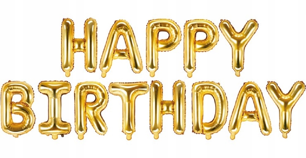 Happy Birthday золотом на черном