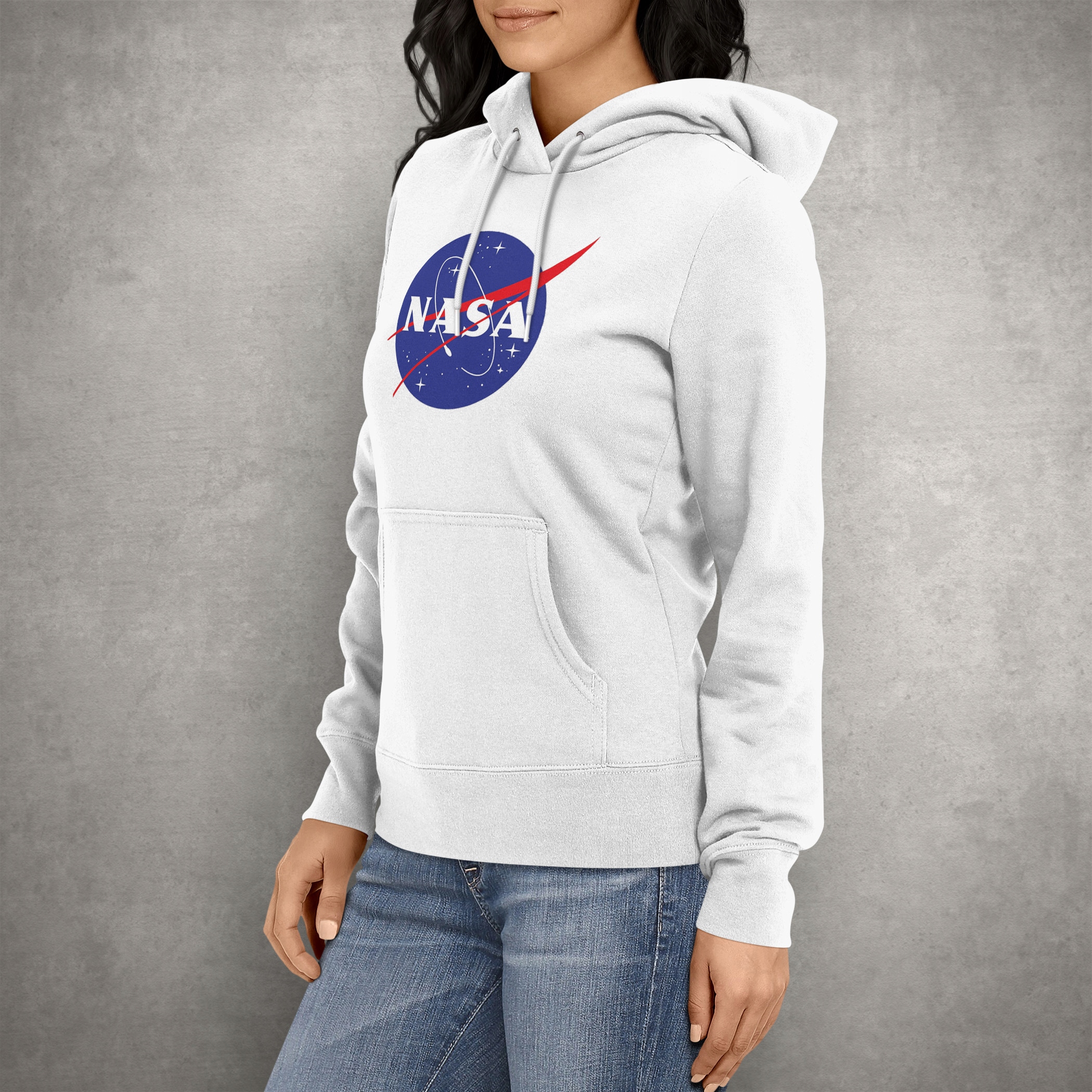 Bluza NASA damska z kapturem, prezent, biała XL Rozmiar XL