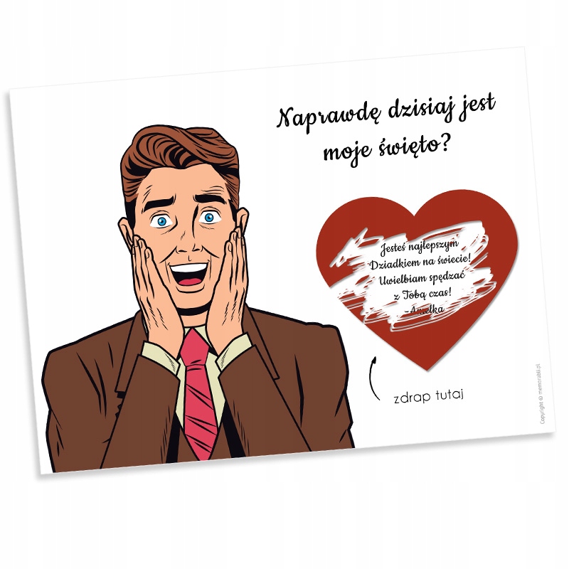 KARTKA ZDRAPKA DZIEŃ DZIADKA RETRO