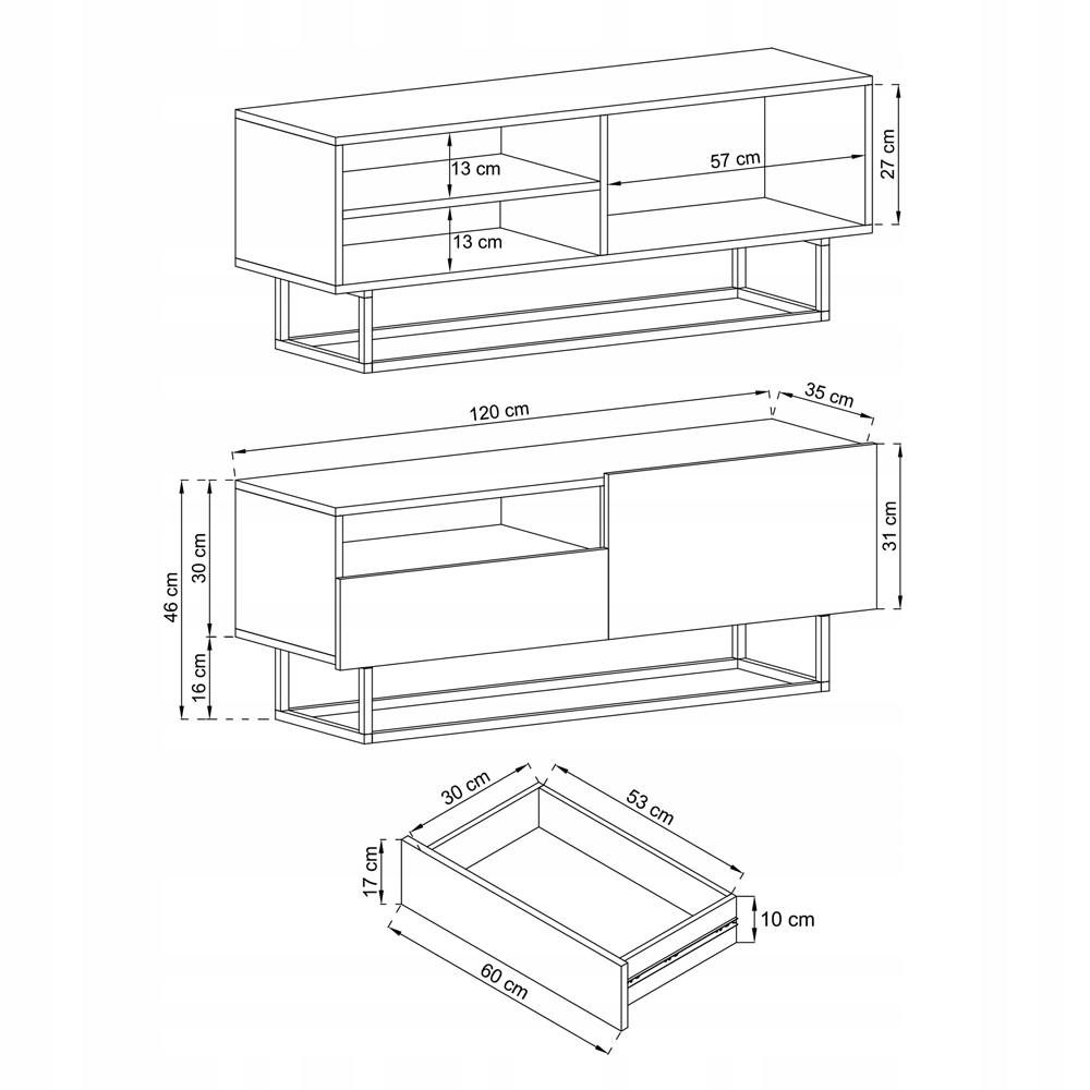 Industrialna Szafka RTV KORS w Stylu Loft Biała Marka Mirjan