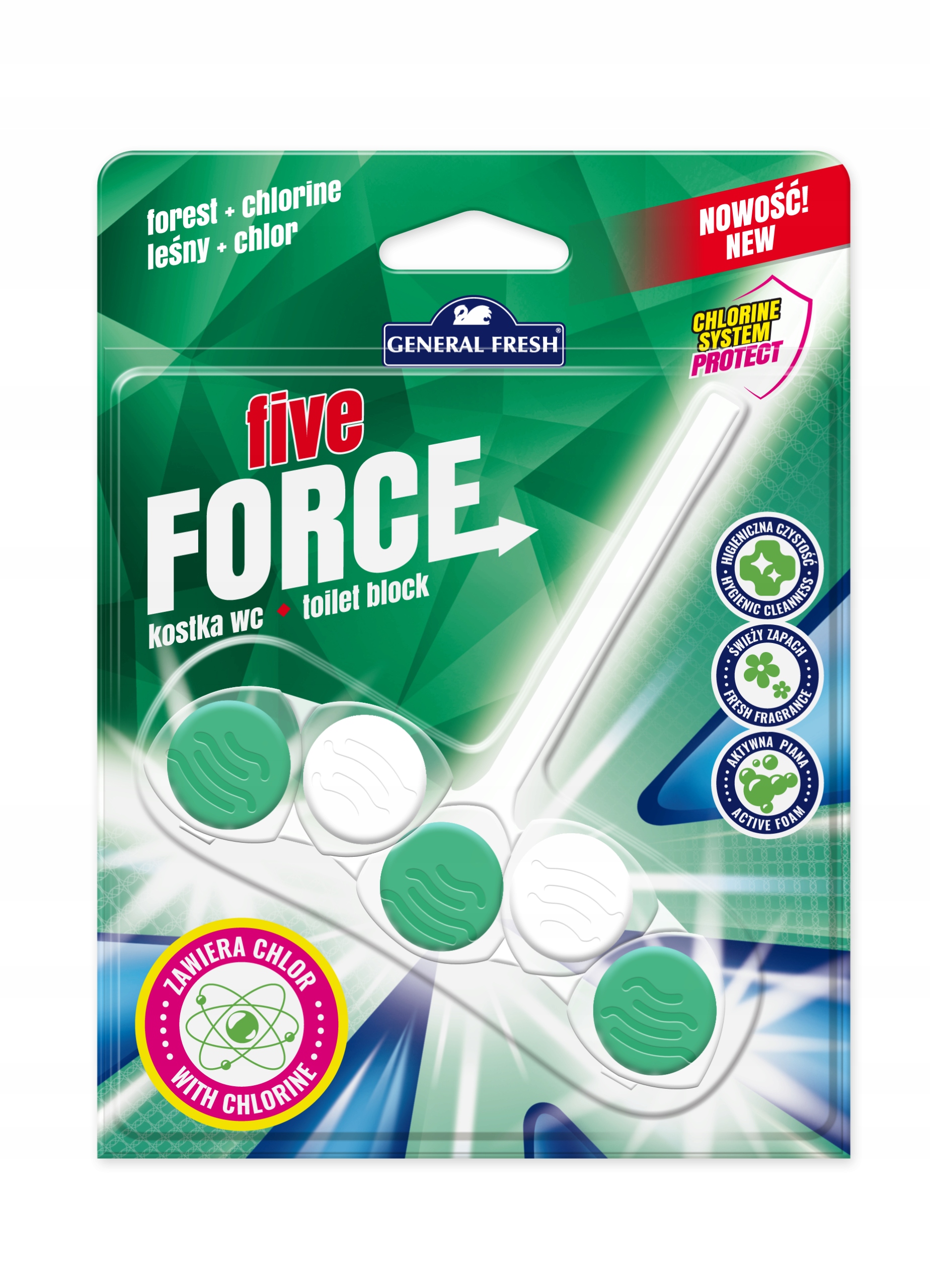 

General Fresh kostka Wc Five-Force chlor las