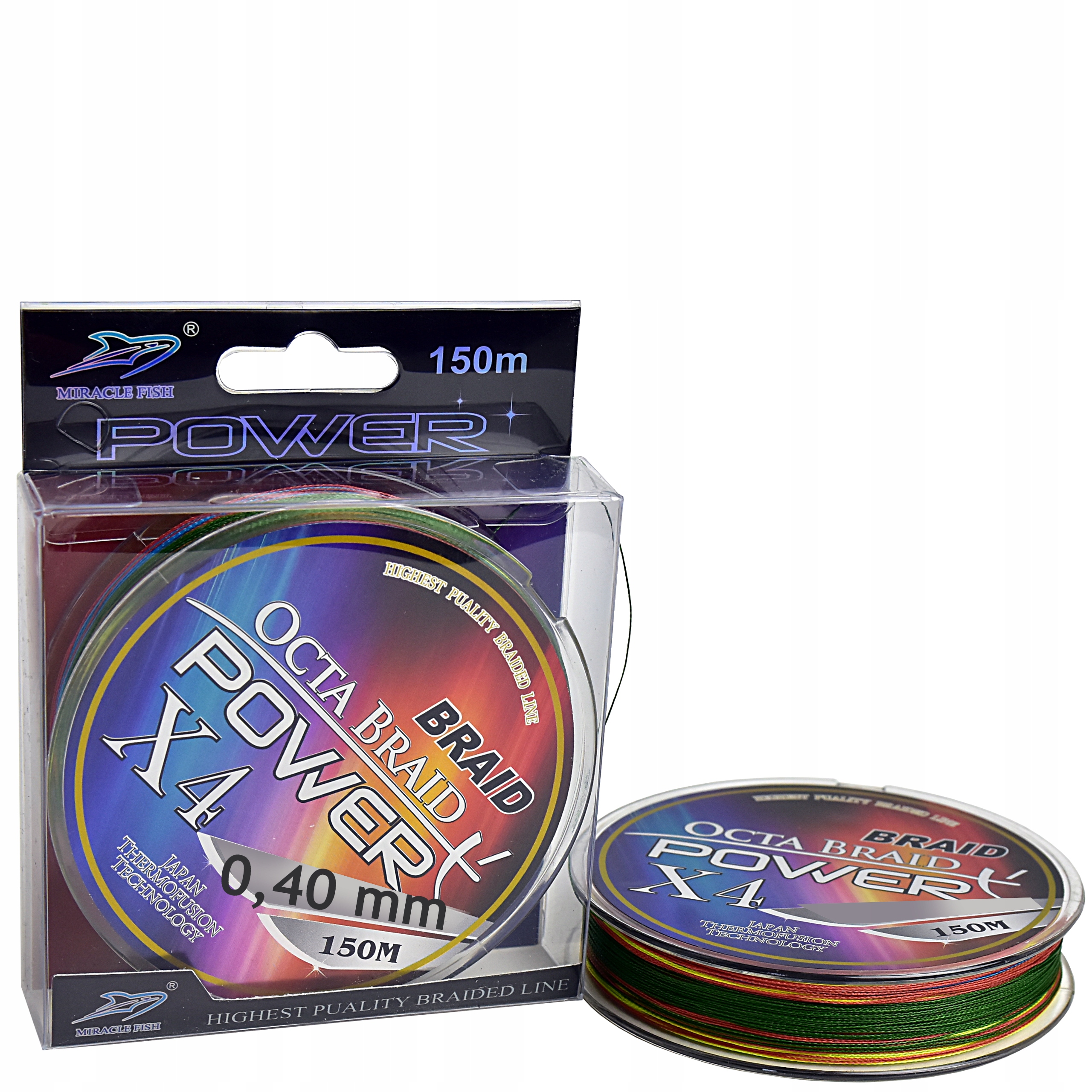 Plecionka Wędkarska 150 m POWERX4 kolorowa 0,40 mm