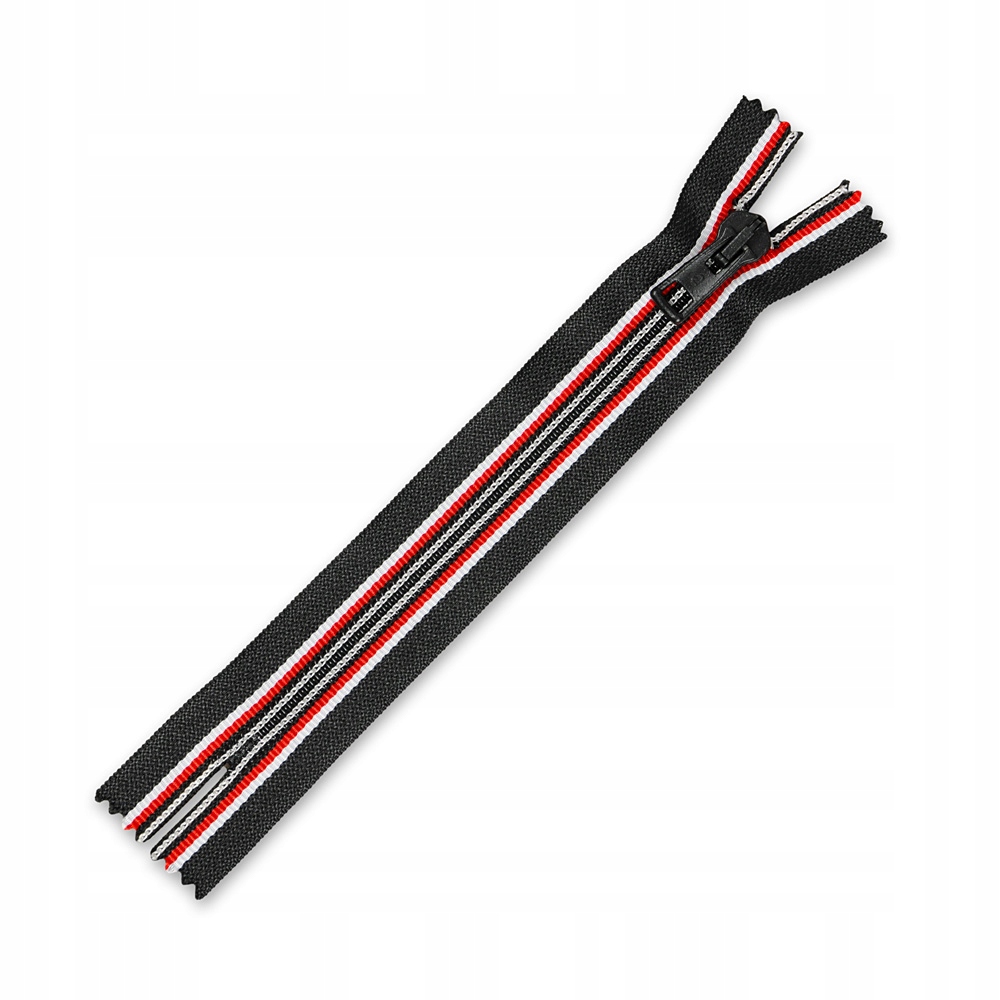 Zamek błyskawiczny spiralny 16 cm czarny czerwony