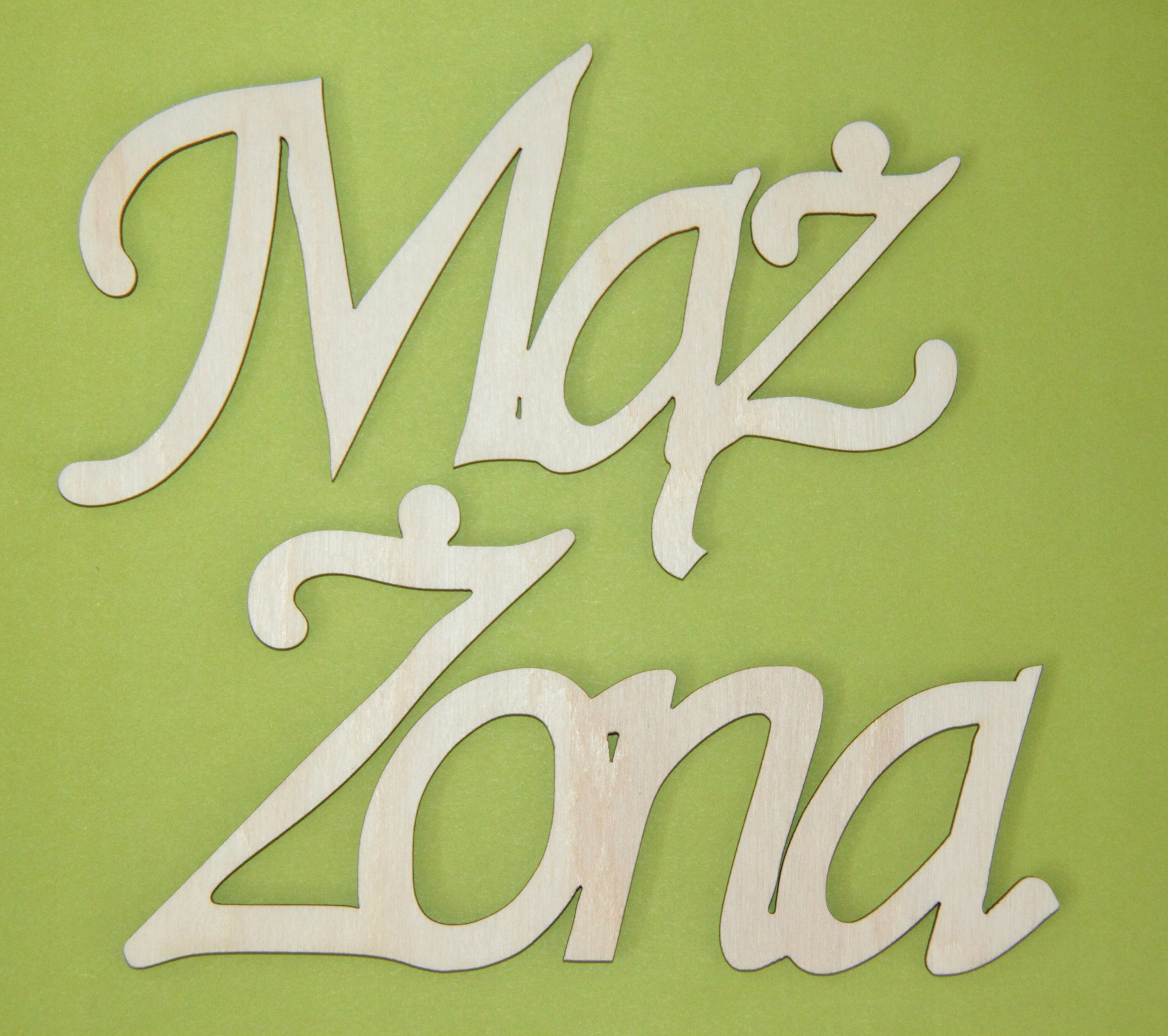 Drewniany Napis dekoracja Ślub Wesele Mąż i Żona Wysokość produktu 17 cm