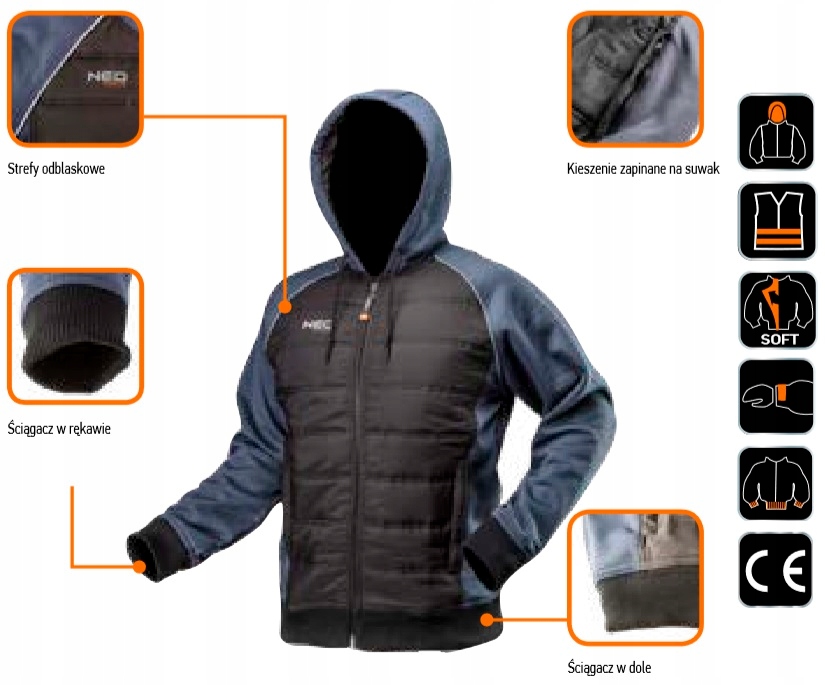 Bluza lekka robocza oddychalna kapturem NEO S / 48 Marka Neo Tools