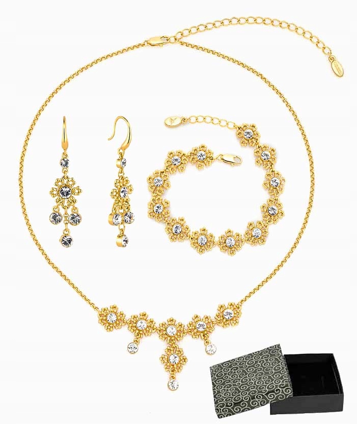 

Komplet Biżuterii Złotej Kwiatki Swarovski Colibra
