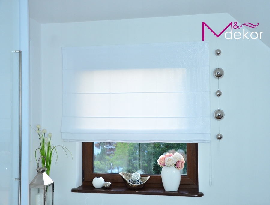 ROLETA RZYMSKA BIAŁA BROKAT POŁYSK Marka Mdekor