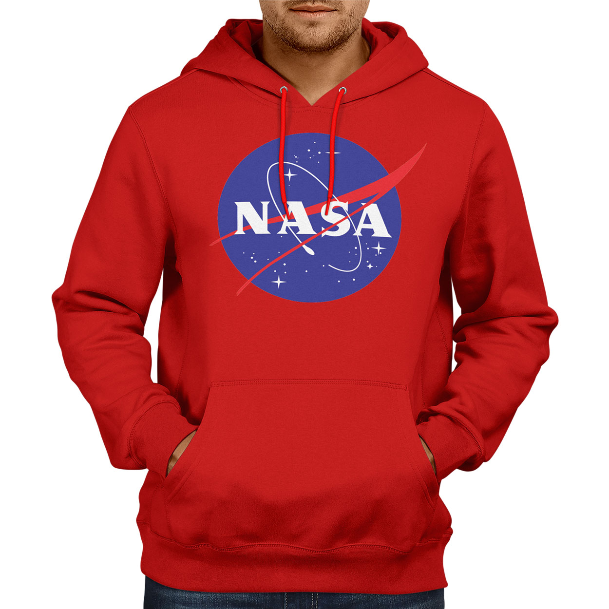 

Bluza męska Nasa z kapturem czerwona XXL