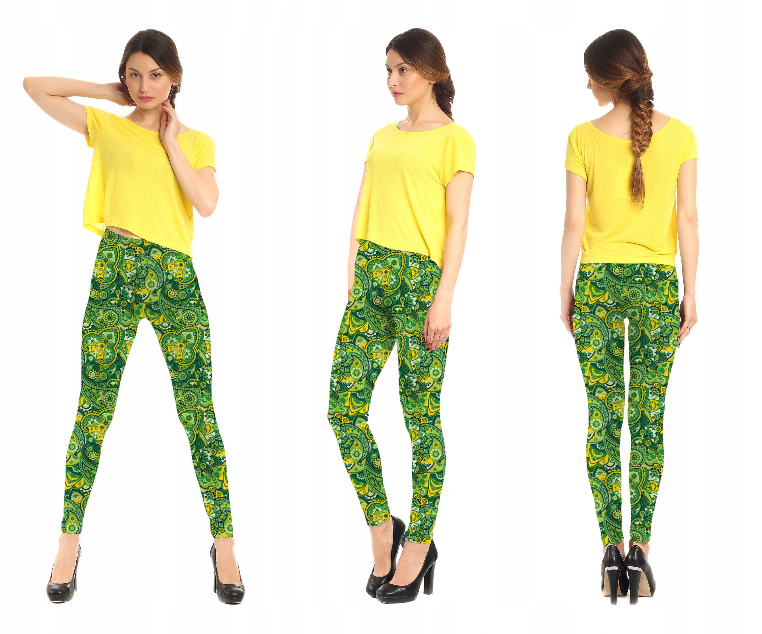 

Legginsy Nadruk Fullprint Zielona Mozaika Fitness
