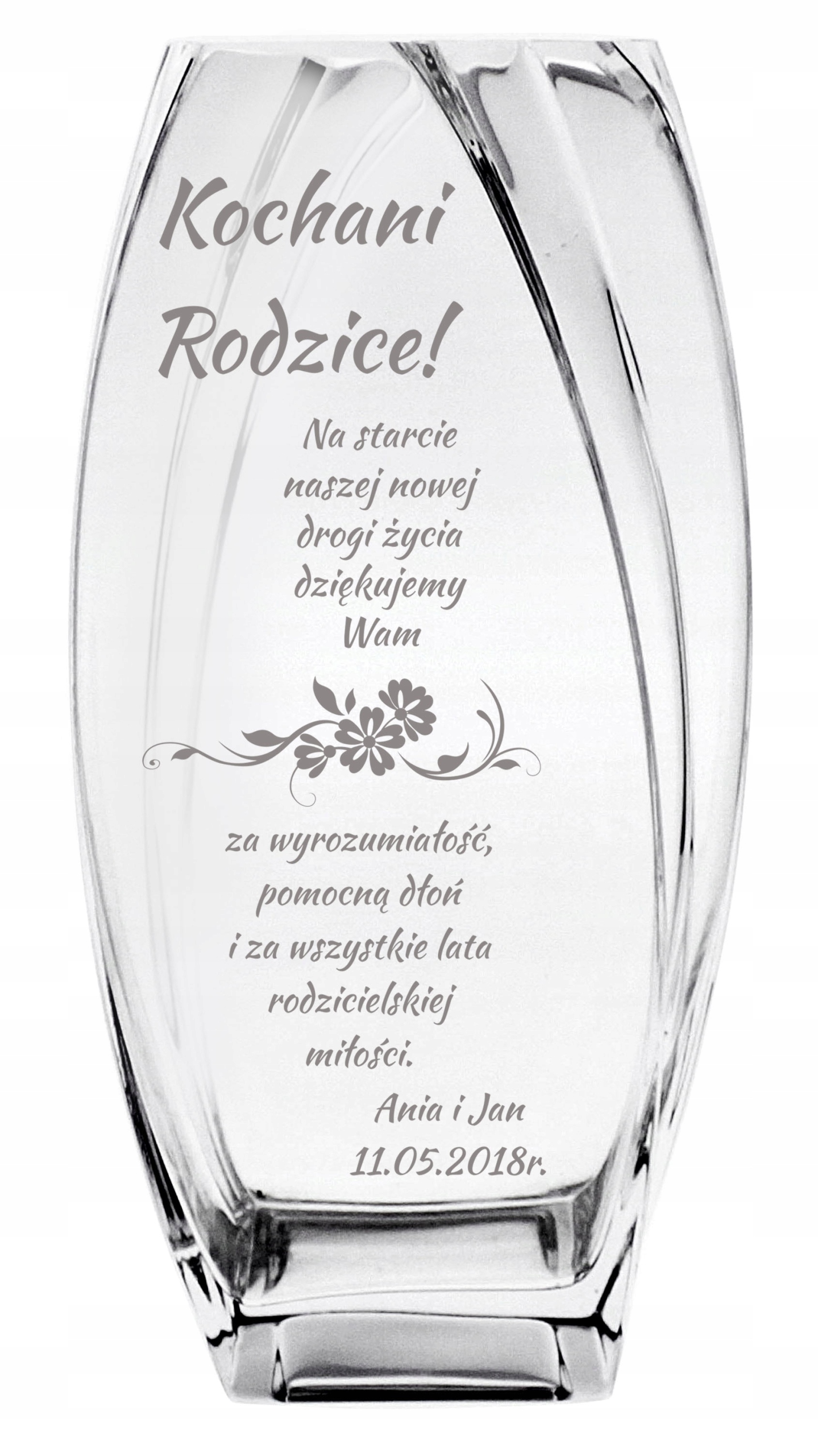 Wazon z GRAWEREM 32cm URODZINY JUBILEUSZ Rocznica ŚLUB Parapetówka