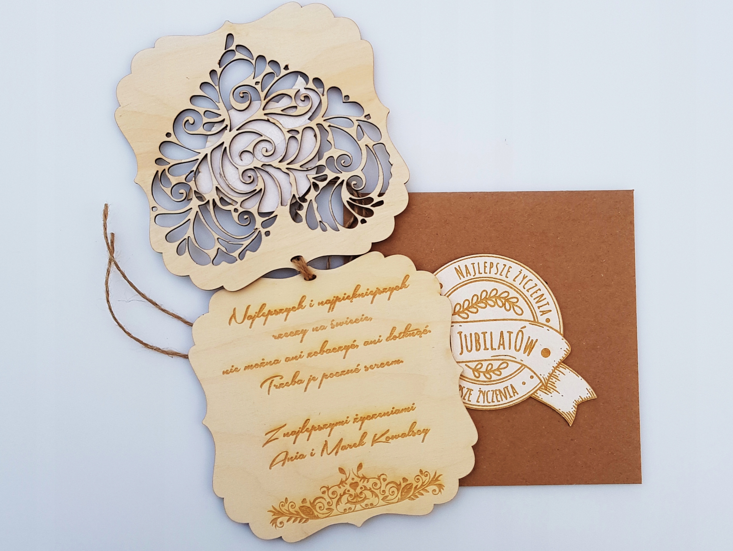 Drewniana kartka na Ślub/Rocznicę Okazja Ślub, rocznice