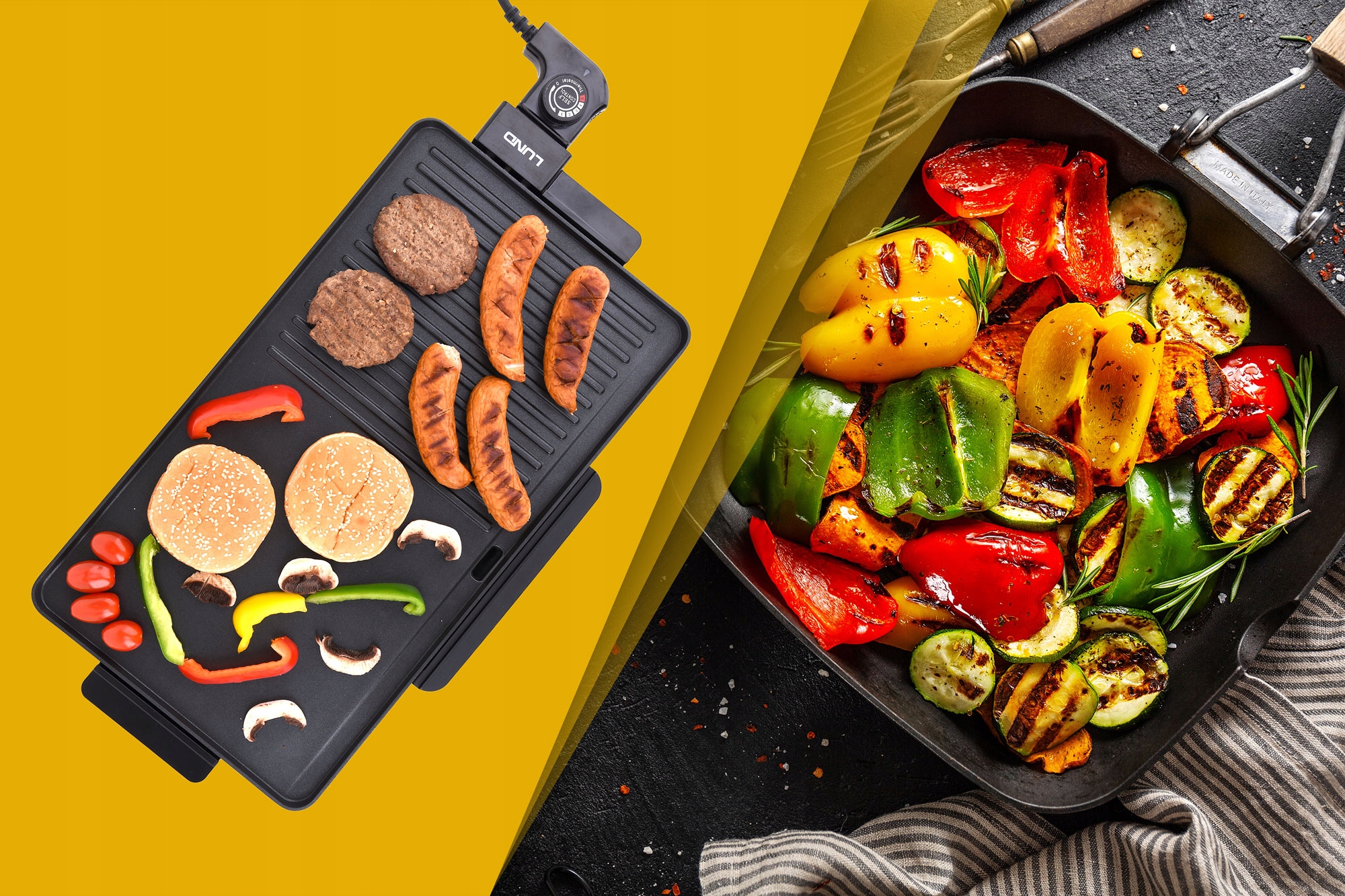 GRILL ELEKTRYCZNY 2000W STOŁOWY Z REGULACJĄ TEMP Model 67453