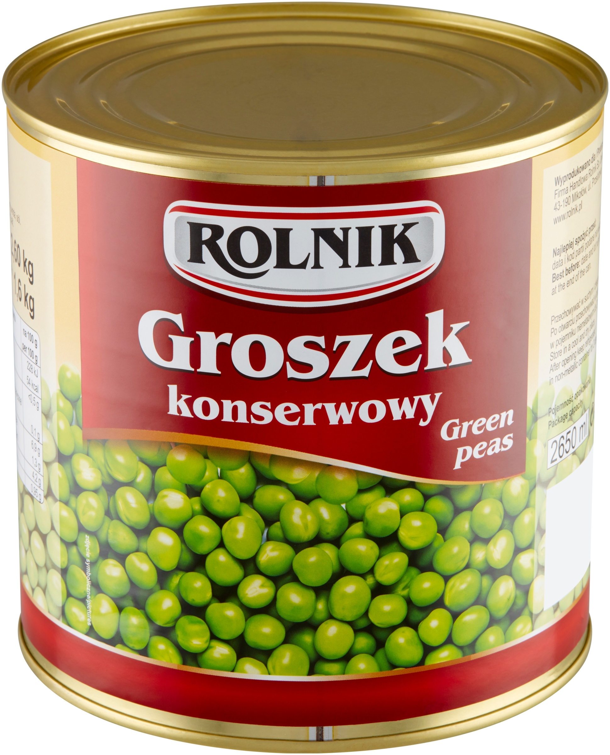 Levně Konzervovaný hrášek Rolnik 2,6 kg