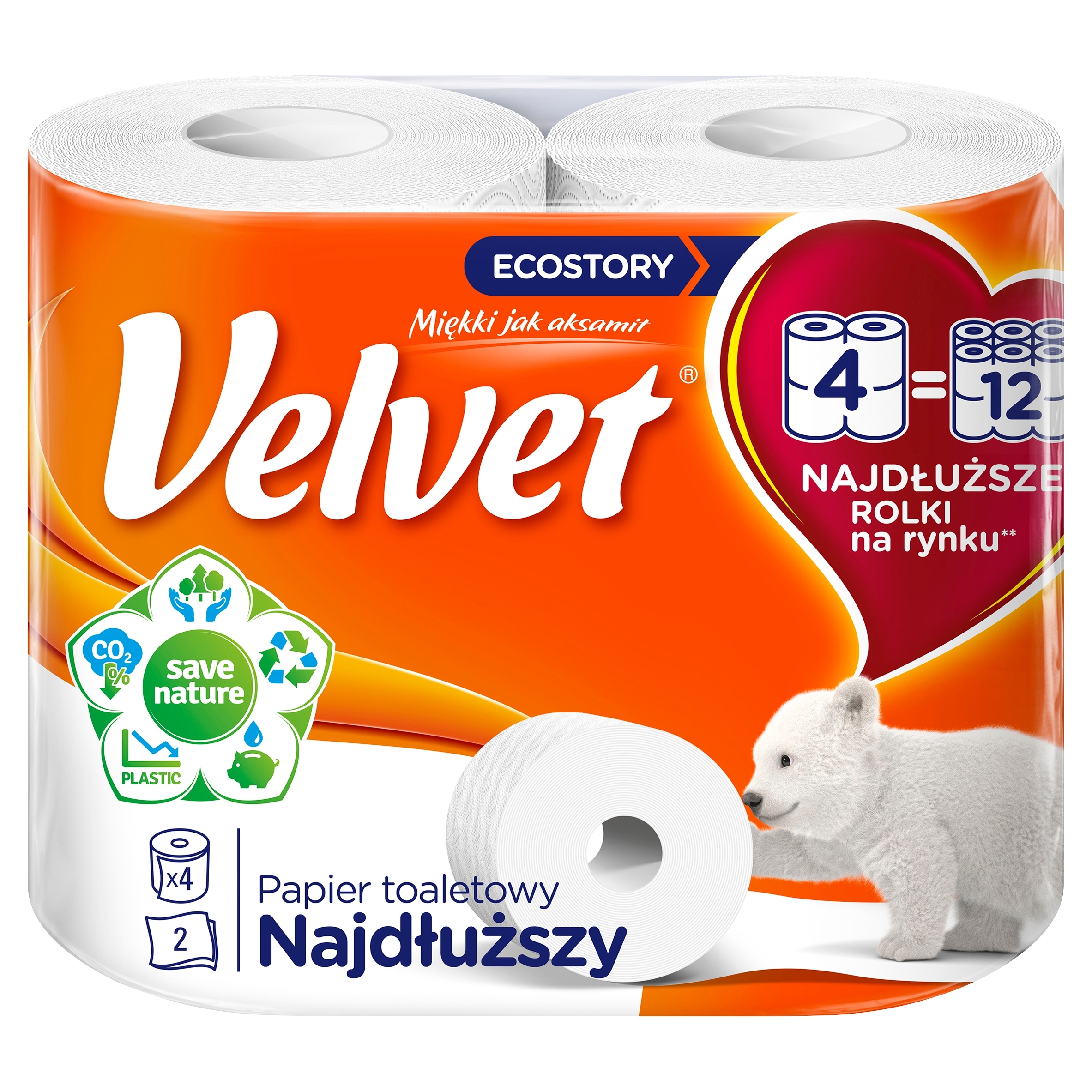 

Velvet Najdłuższy papier toaletowy 4rolki 486listk