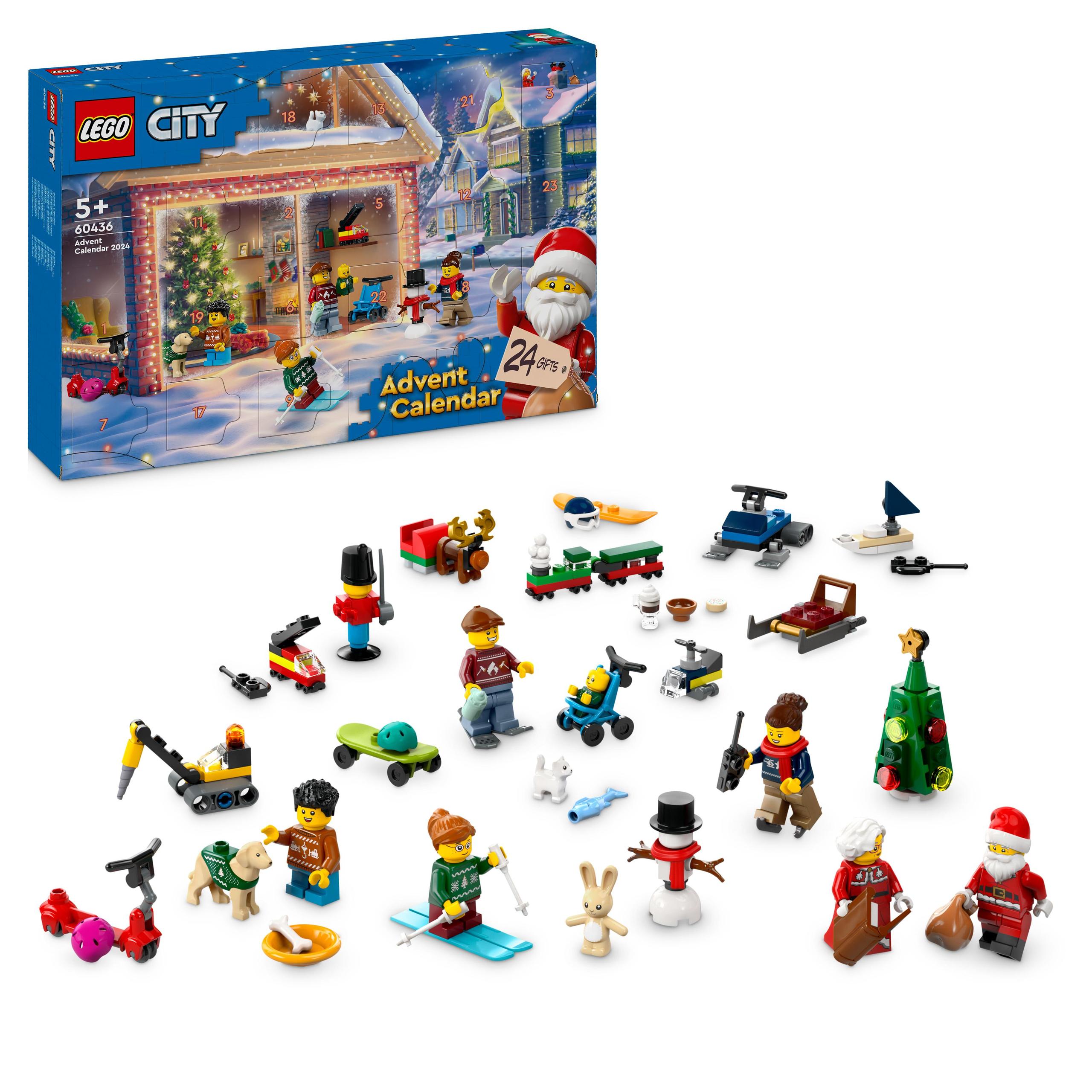 Адвент-календарь LEGO City 60436 2024, 195 деталей, 6 минифигурок и игровой коврик, от 5 лет — фото 5