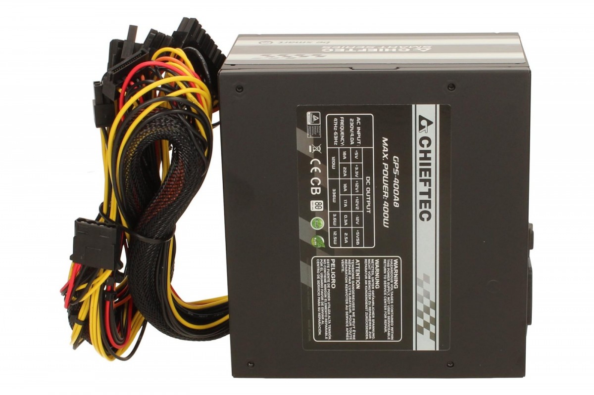 Chieftec zdroj GPS-400A8 400W, 12cm fan, akt.PFC, el.šňůra