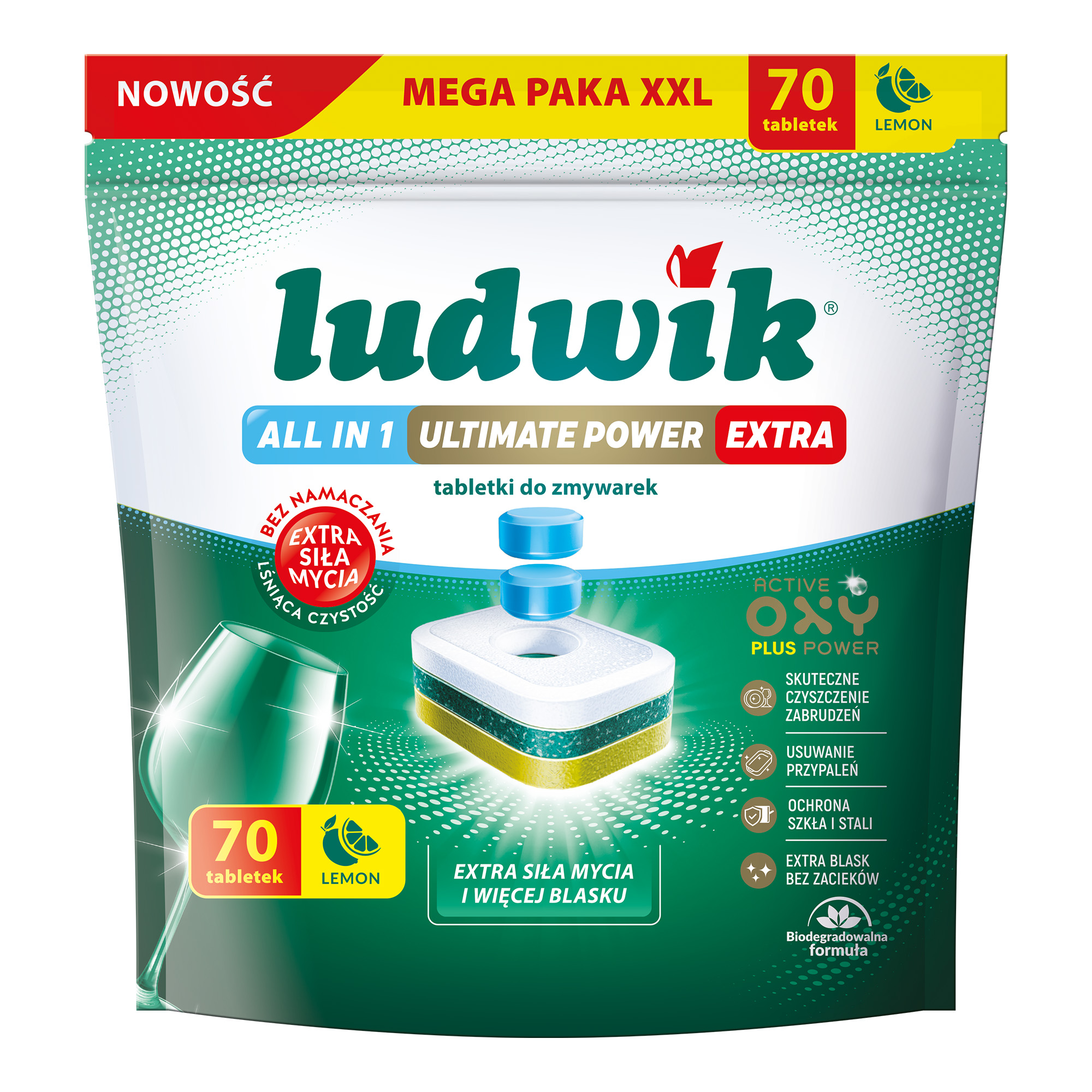Ludwik All In One Ultimate Power Extra tablety do myčky nádobí Lemon 70ks