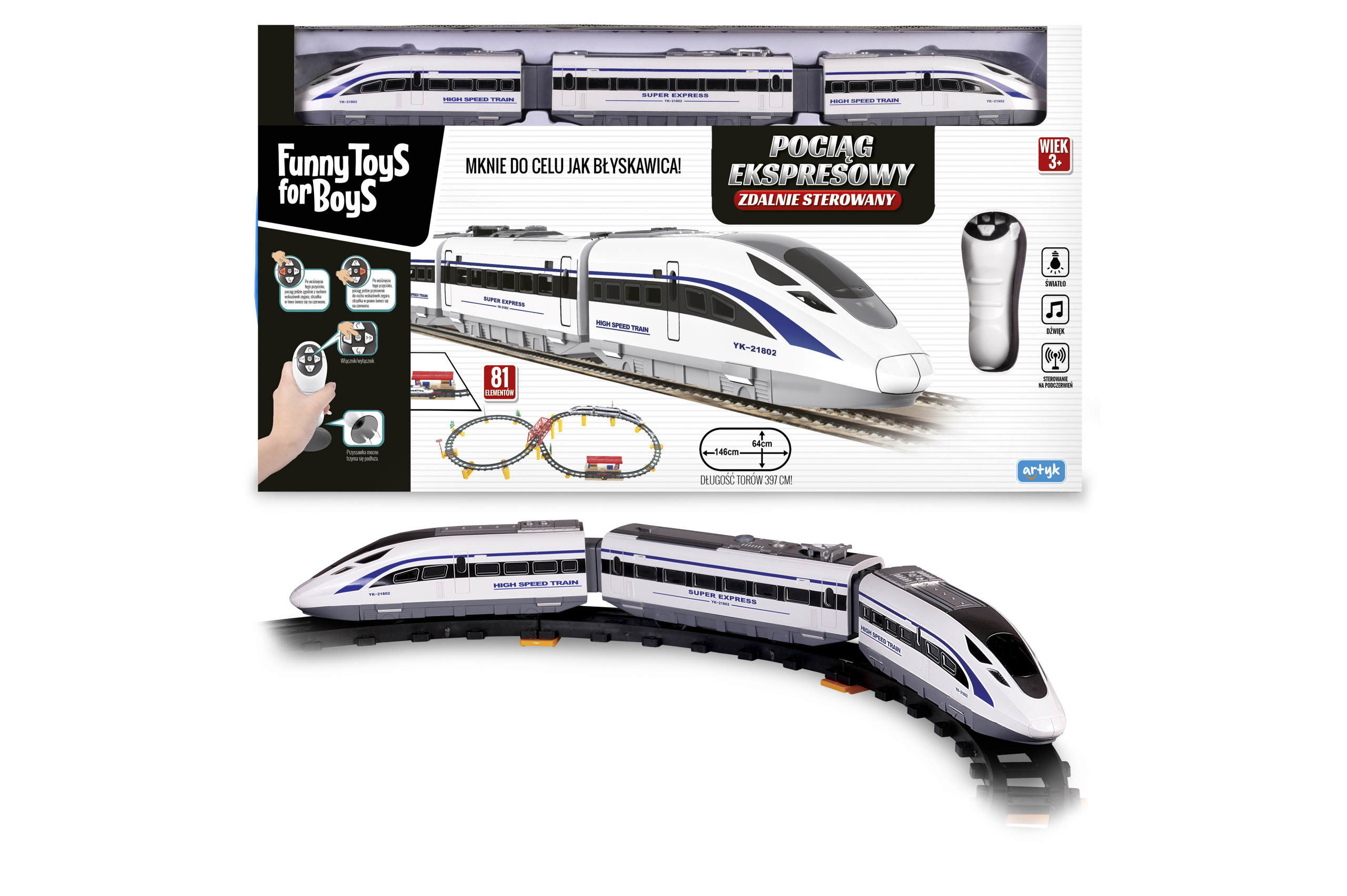

Pociąg ekspresowy na pilota Toys For Boys 81 el.