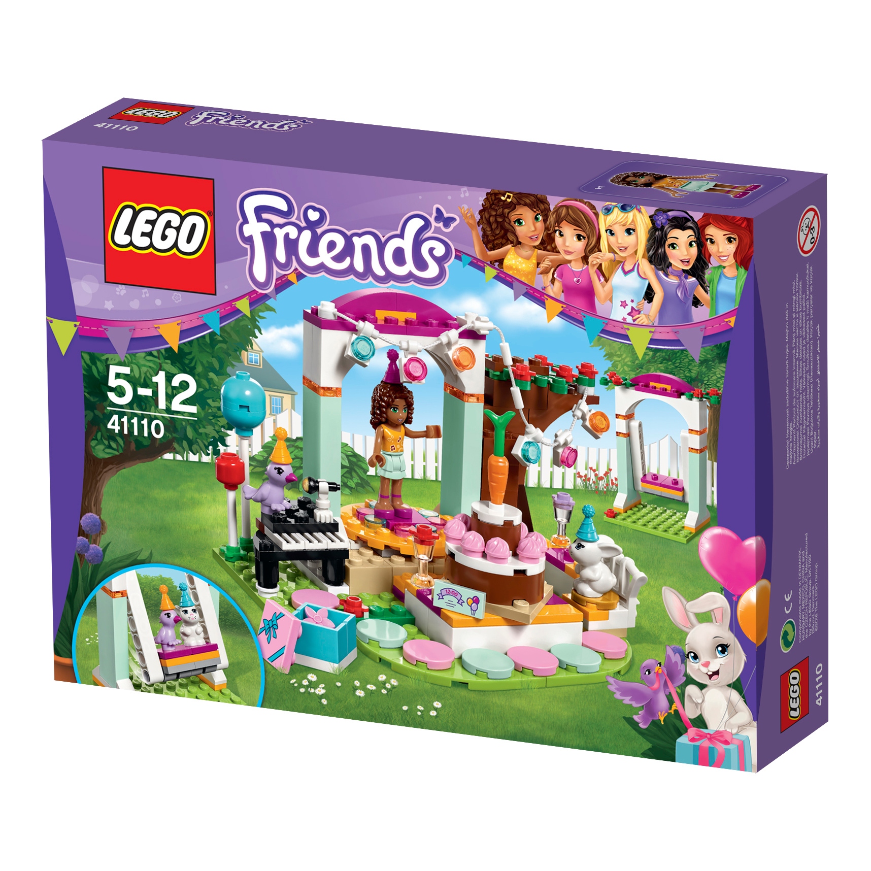 Lego Friends 41110 Przyjęcie urodzinowe Andrea królik Daisy ptak Violet