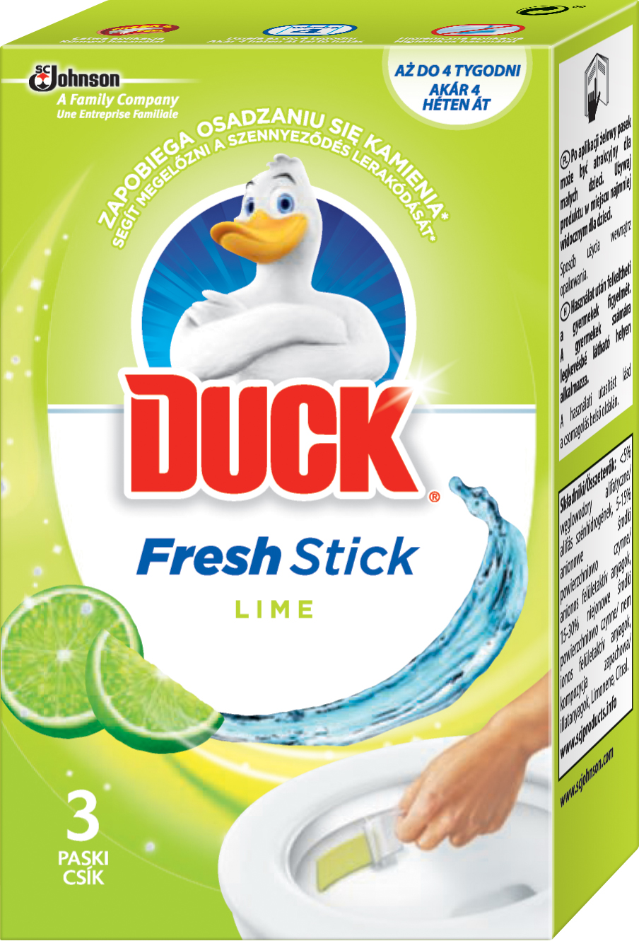 

Duck Fresh Stick Lime, żelowe paski do Wc, 3 szt.