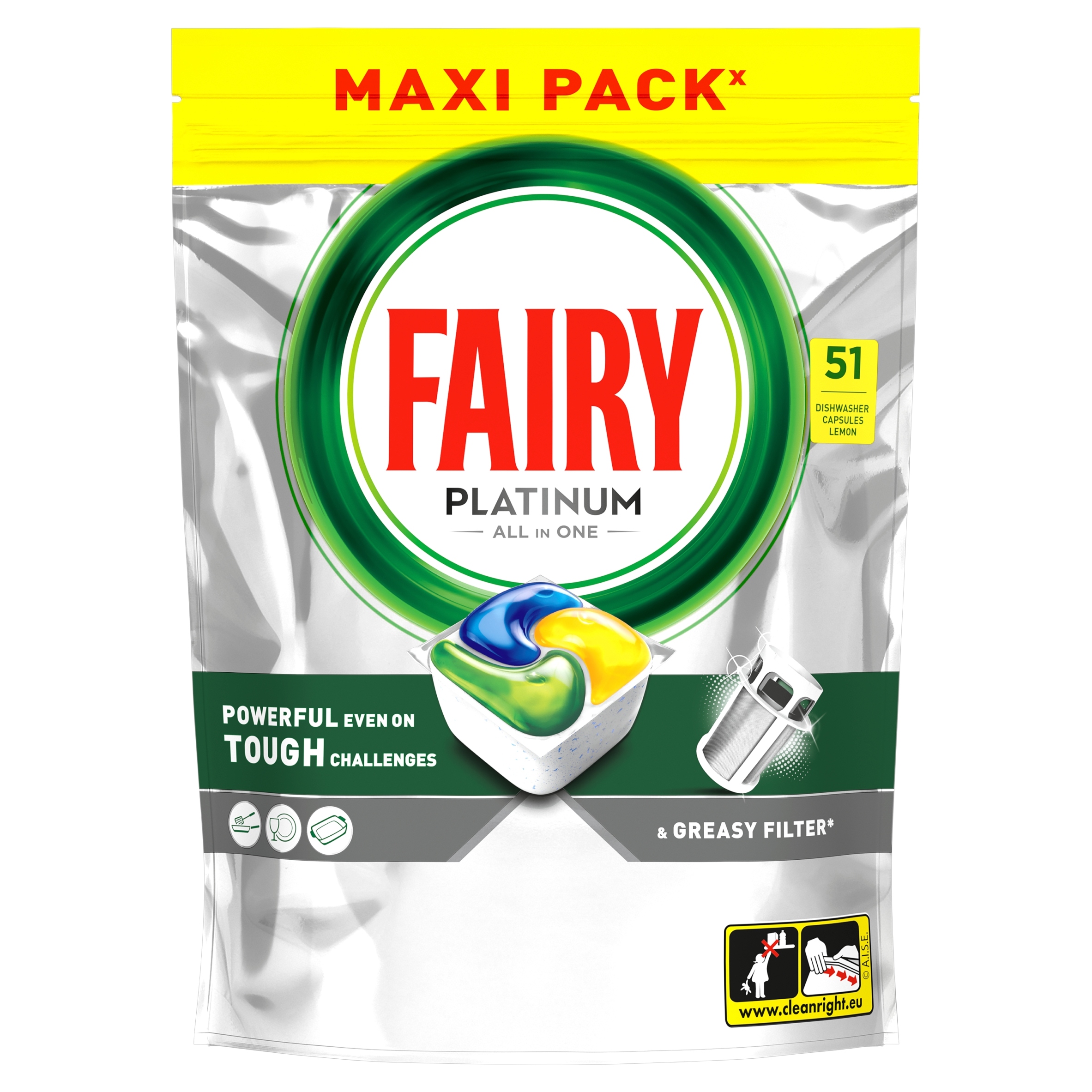 Levně Fairy Platinum Citron kapsle do myčky nádobí vše v jednom 51 ks