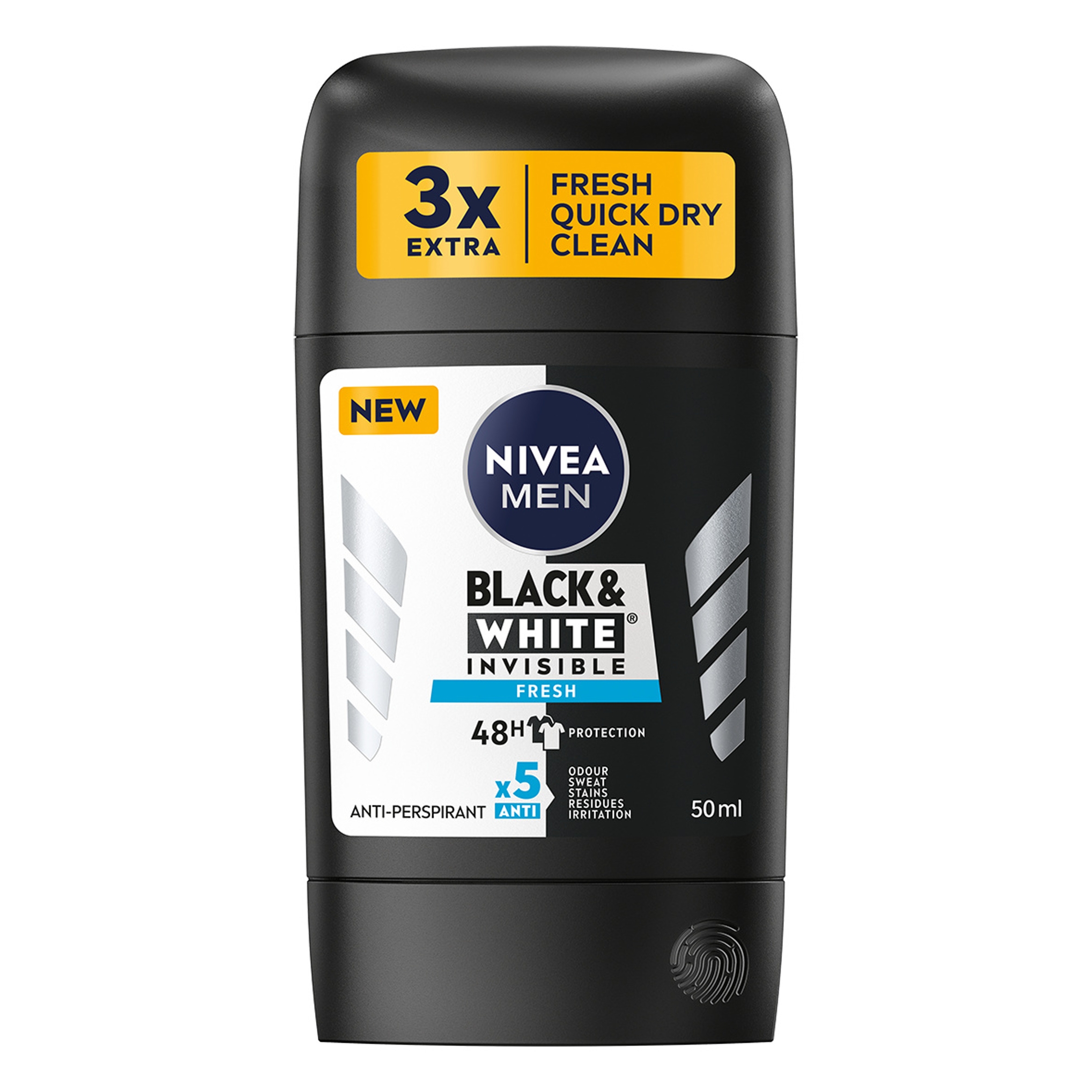 Nivea Men Black&White Fresh antiperspirant v tyčince, 50 ml
