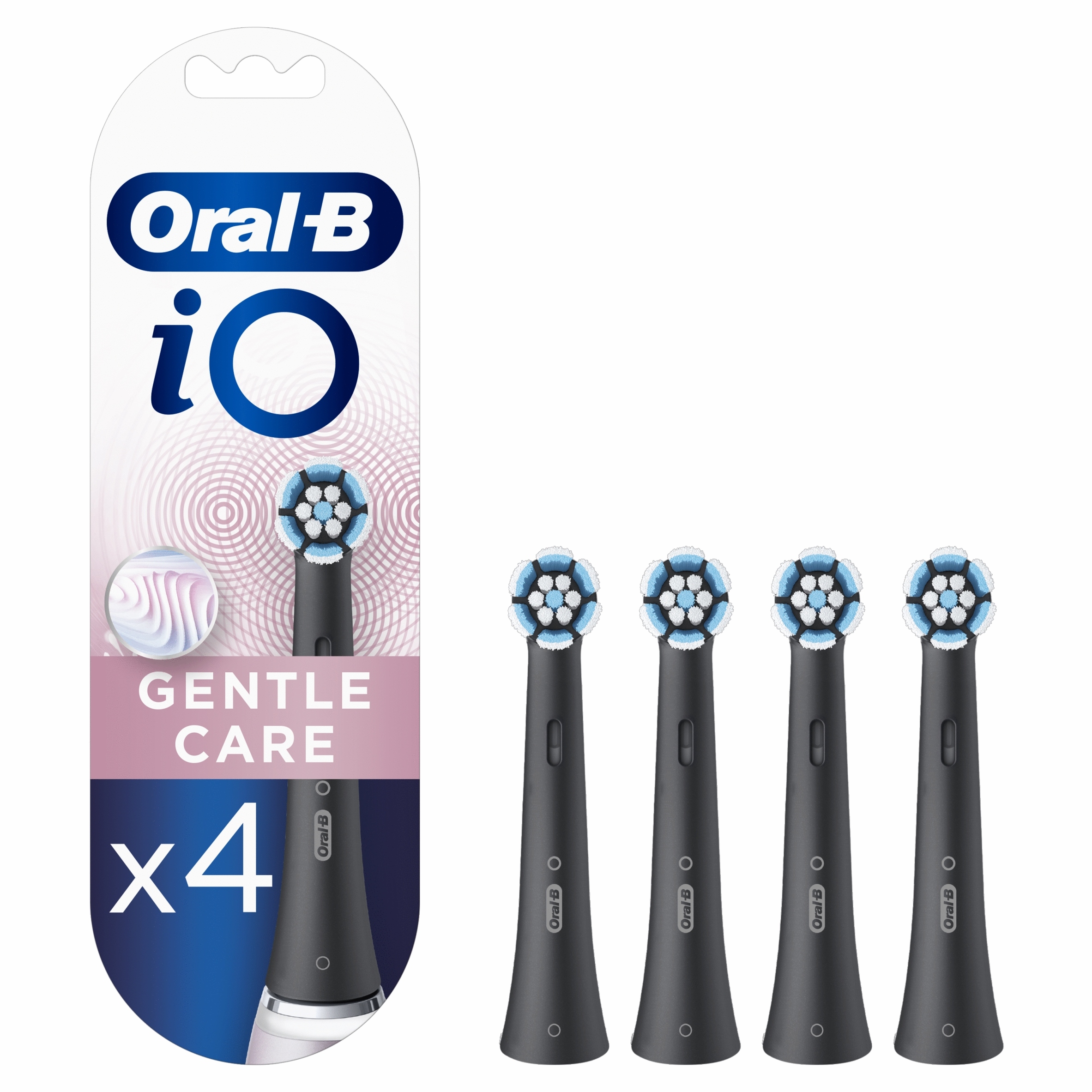 Oral-B iO Gentle Care Końcówki do szczoteczek, wymienne, czarne 4 sztuki