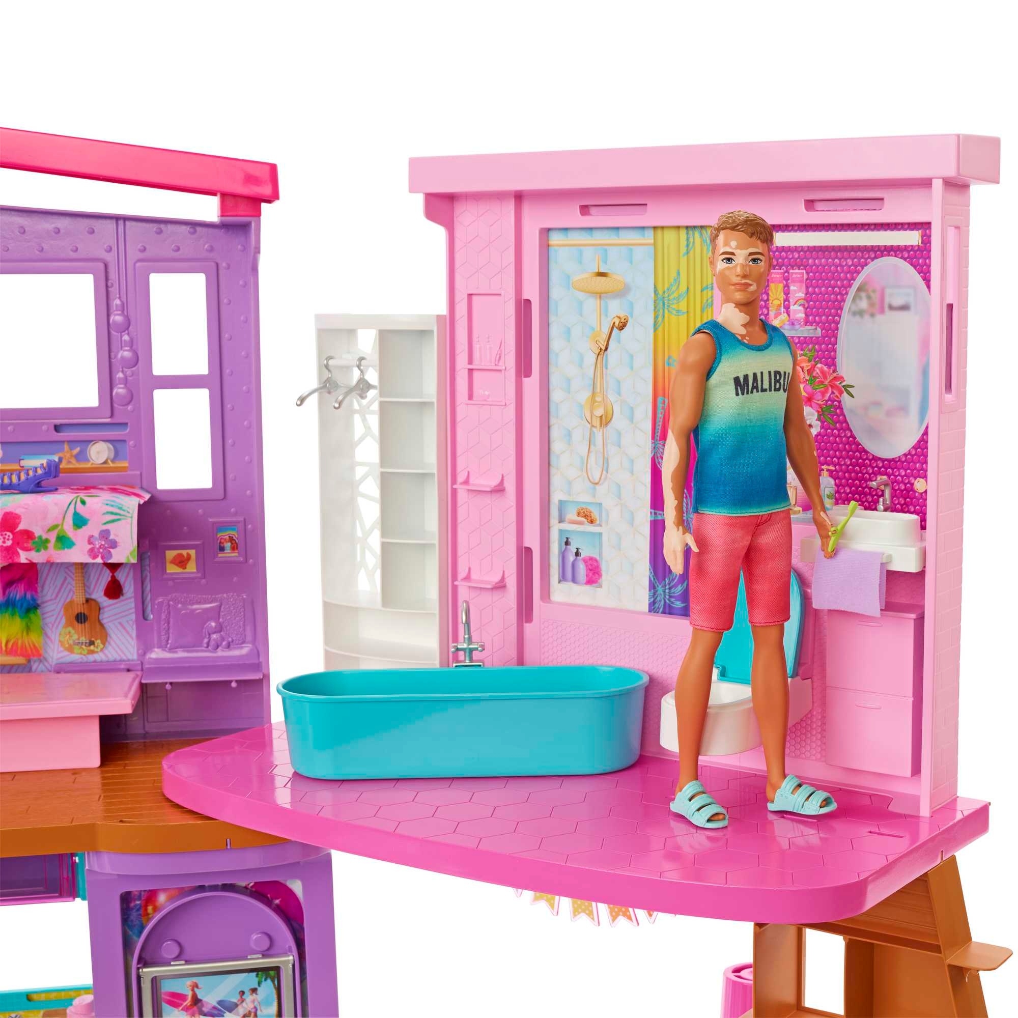 Domek dla lalek Barbie Wakacyjny Domek HCD50 Mattel 115x60 cm, 30 lementów Materiał plastik