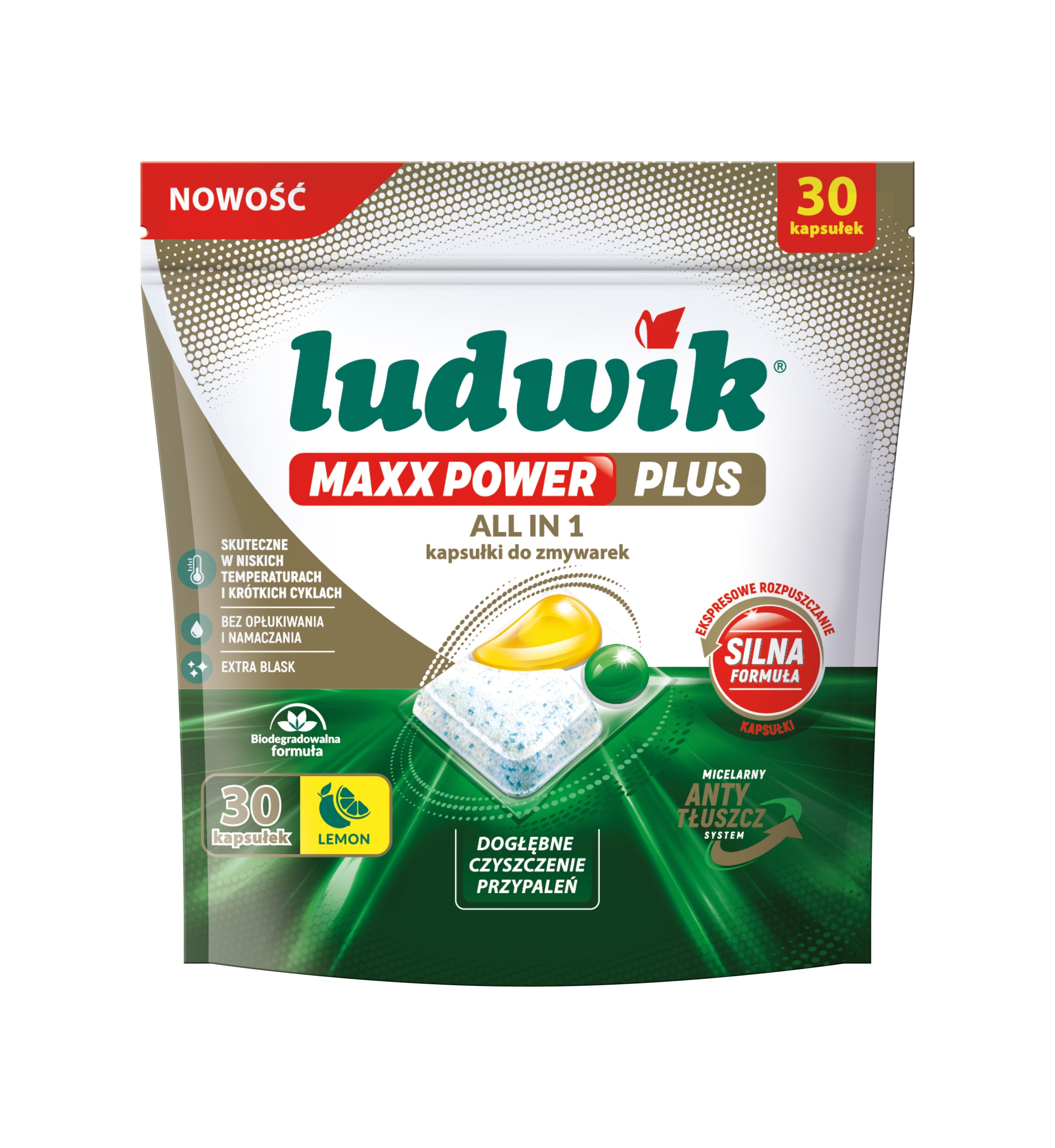 Ludwik Maxx Power Plus Kapsle do myčky nádobí 30 Ks Lemon
