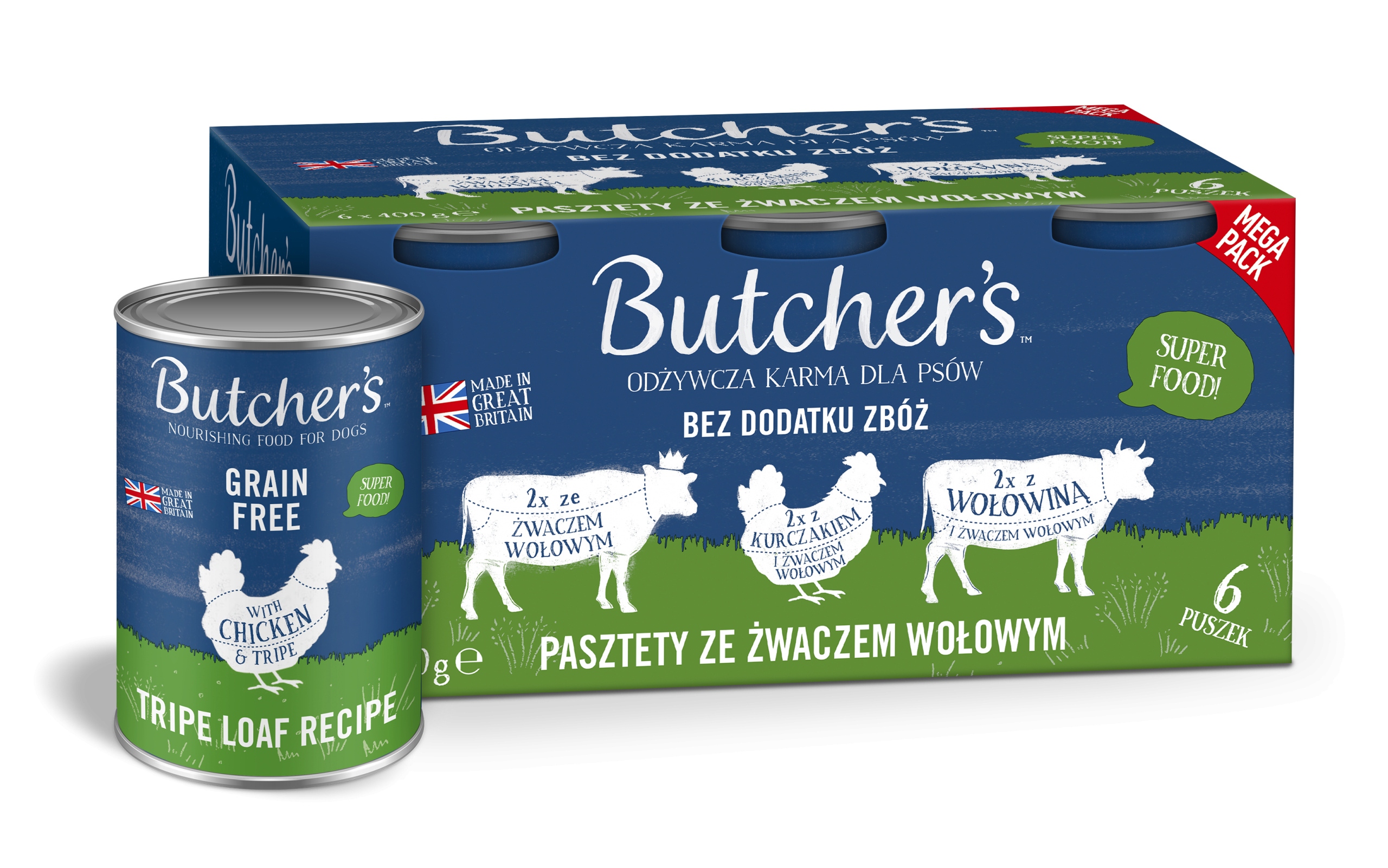 Levně Butcher's balení směsi s hovězím bachorem 24x400g (6x400g)