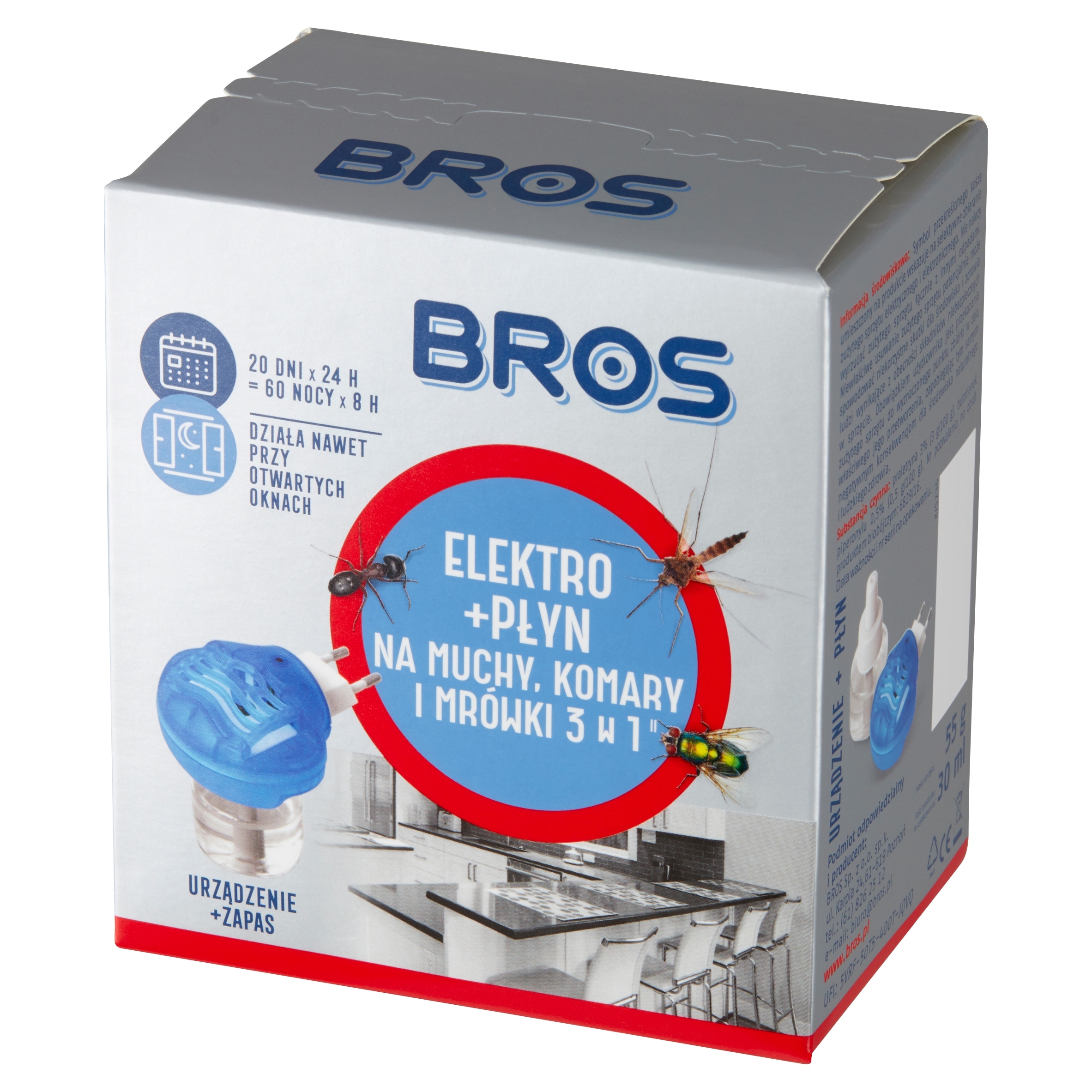 

Środek Na Komary Bros 3W1 Elektro+płyn 30 ml