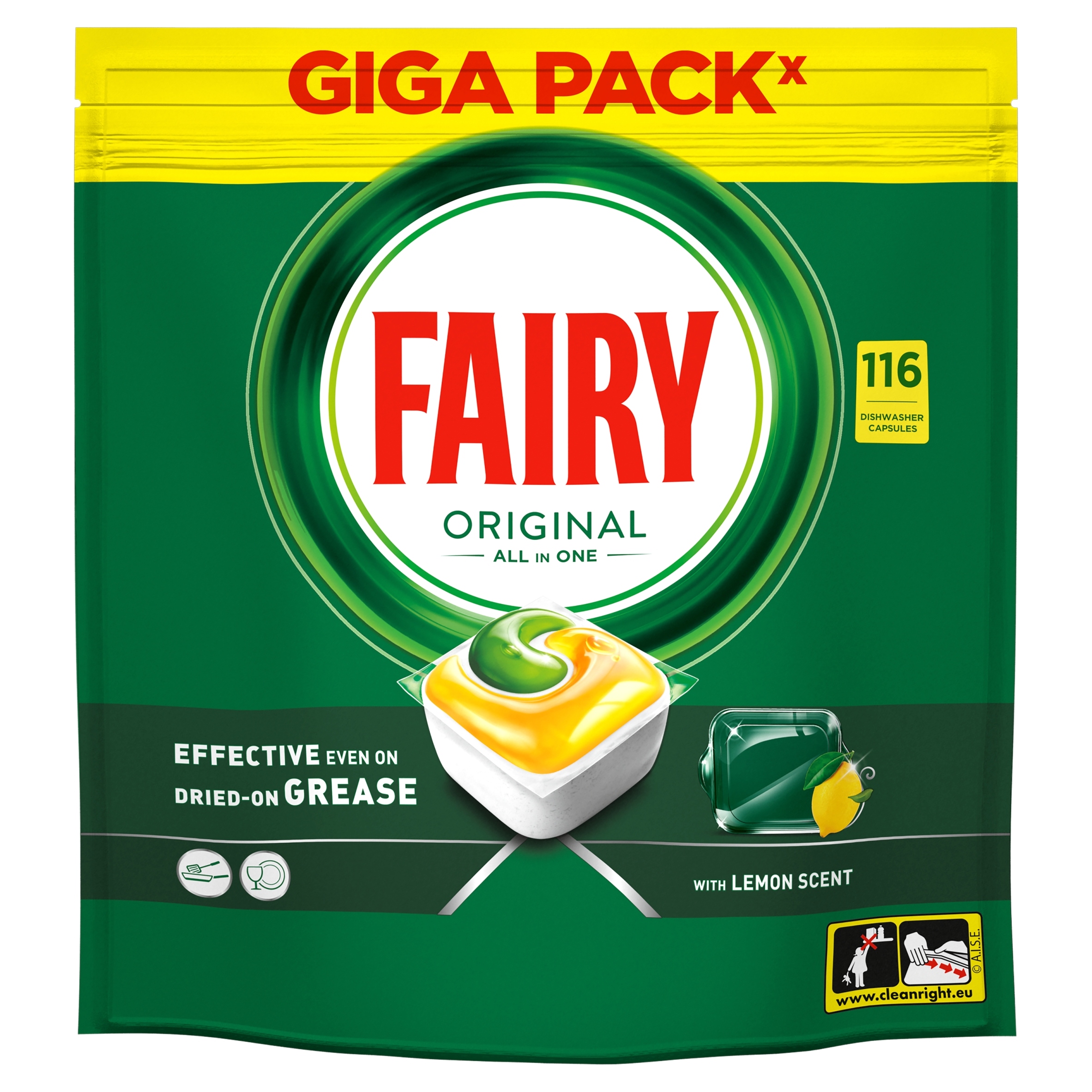 Kapsułki do Zmywarki Fairy Original All In One Lemon Cytrynowy 116 sztuk