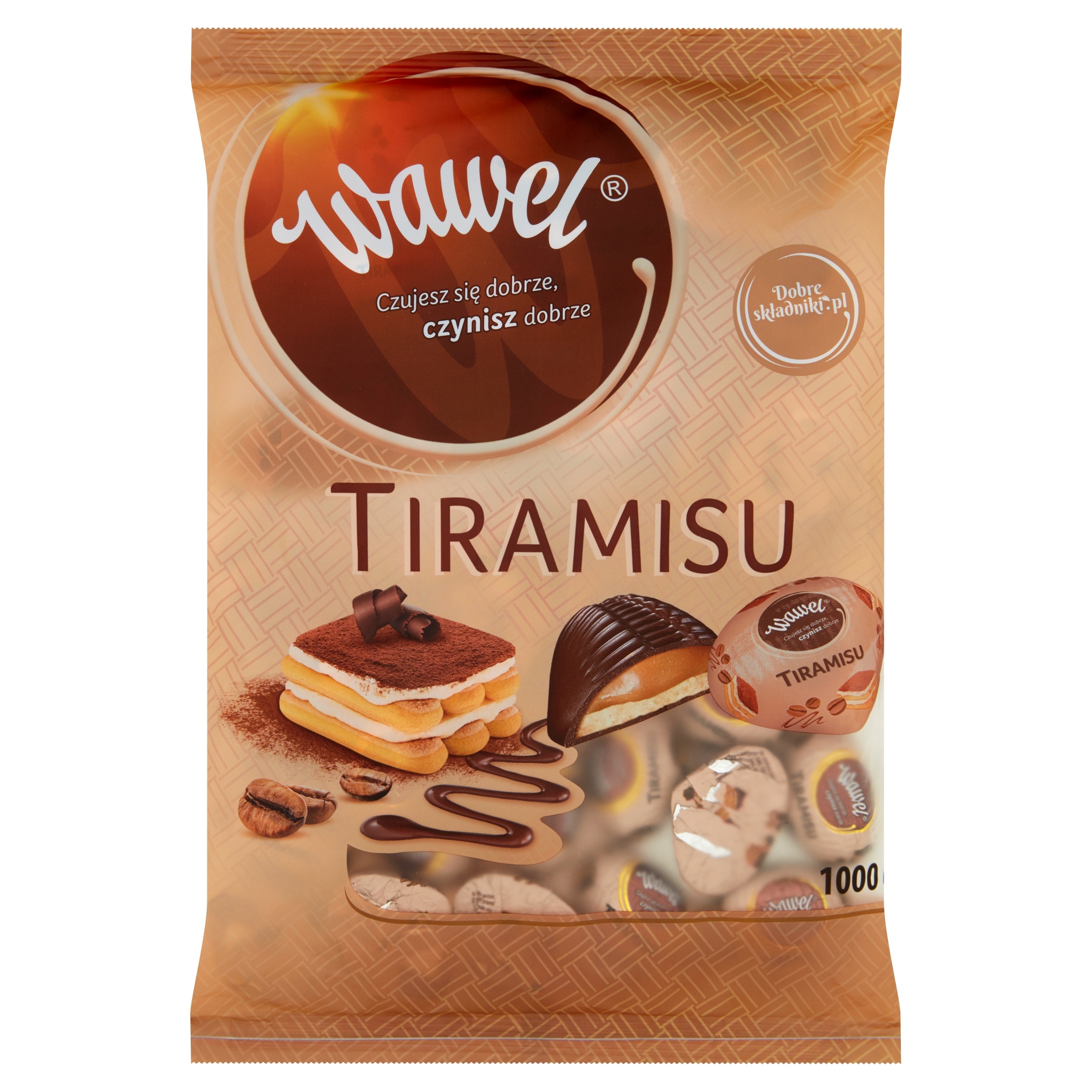 Levně Plněné čokoládky Pralin Tiramisu Wawel 1 kg Giga Paka Ori