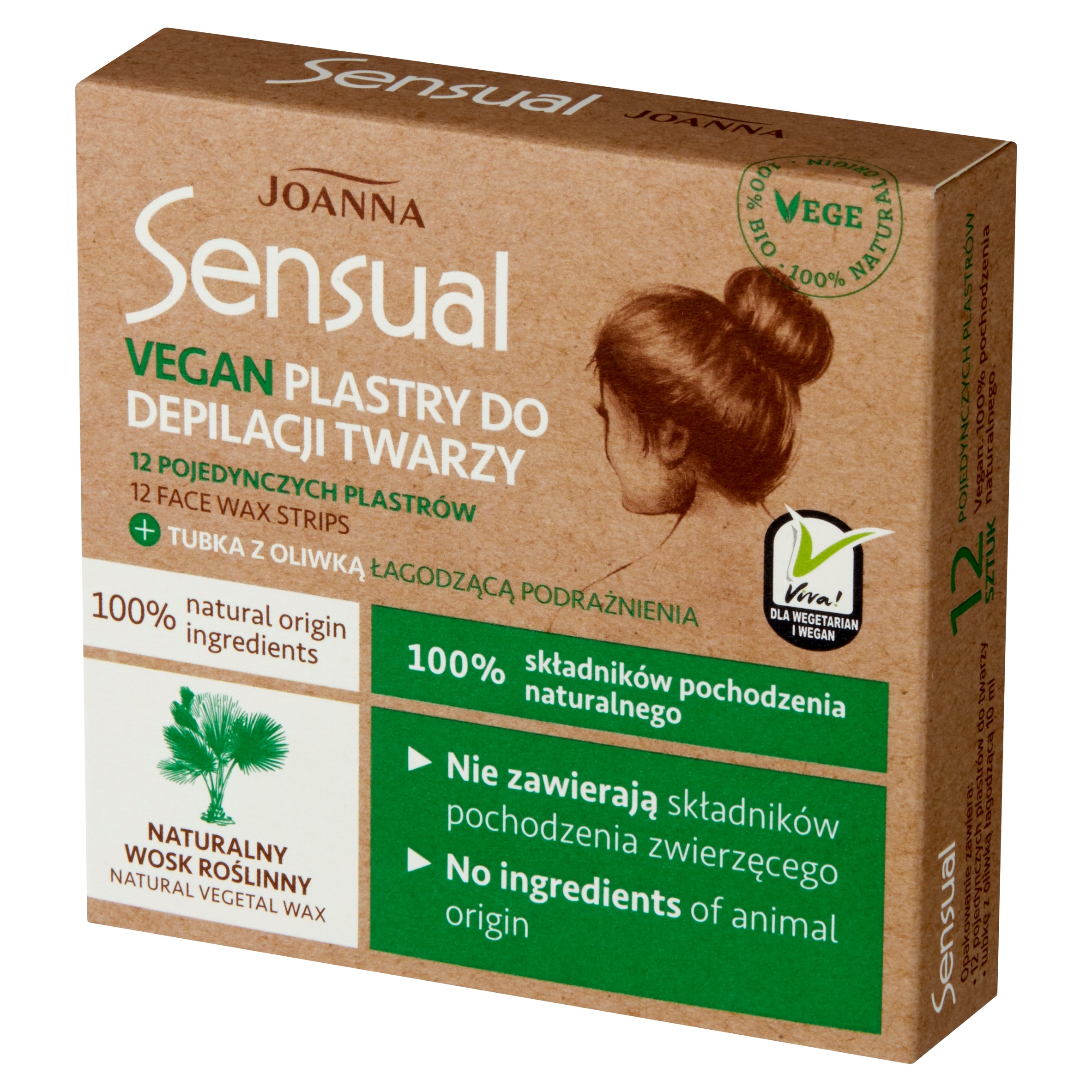 JOANNA SENSUAL VEGAN PLASTRY DO DEPILACJI TWARZY 12SZT