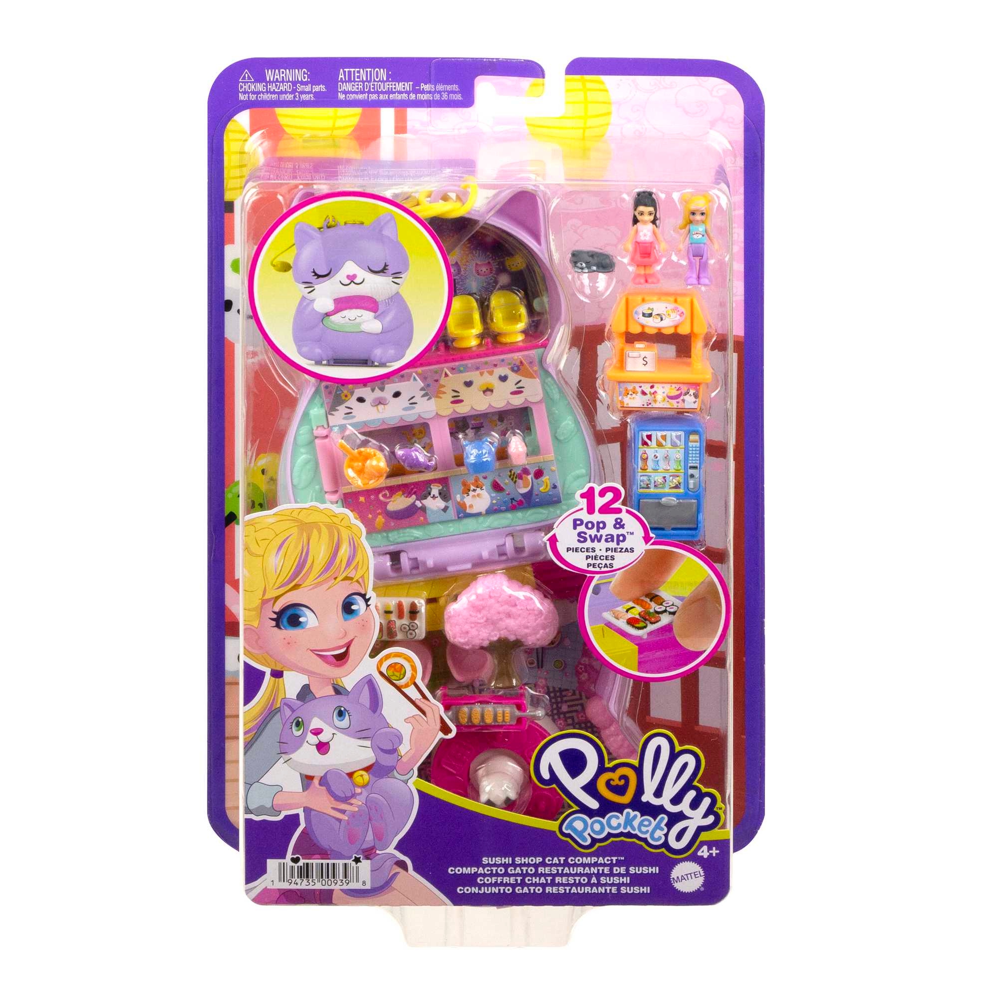 Polly Pocket HCG21 Zestaw Kompaktowy Torebka Kotek Bar Sushi