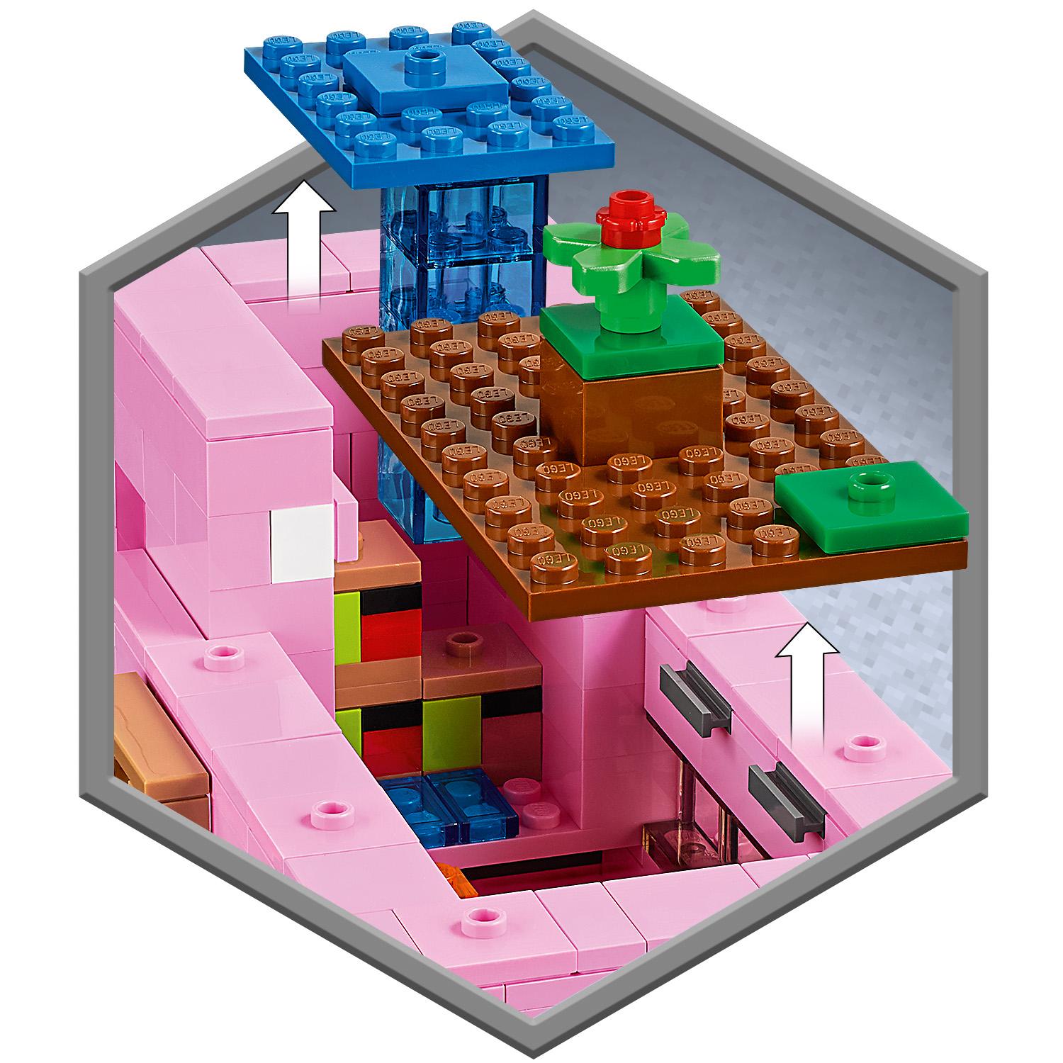 LEGO MINECRAFT DOM W KSZTAŁCIE ŚWINI DOMEK CREEPER ŚWINKA MAINECRAFT 8+ Bohater Minecraft