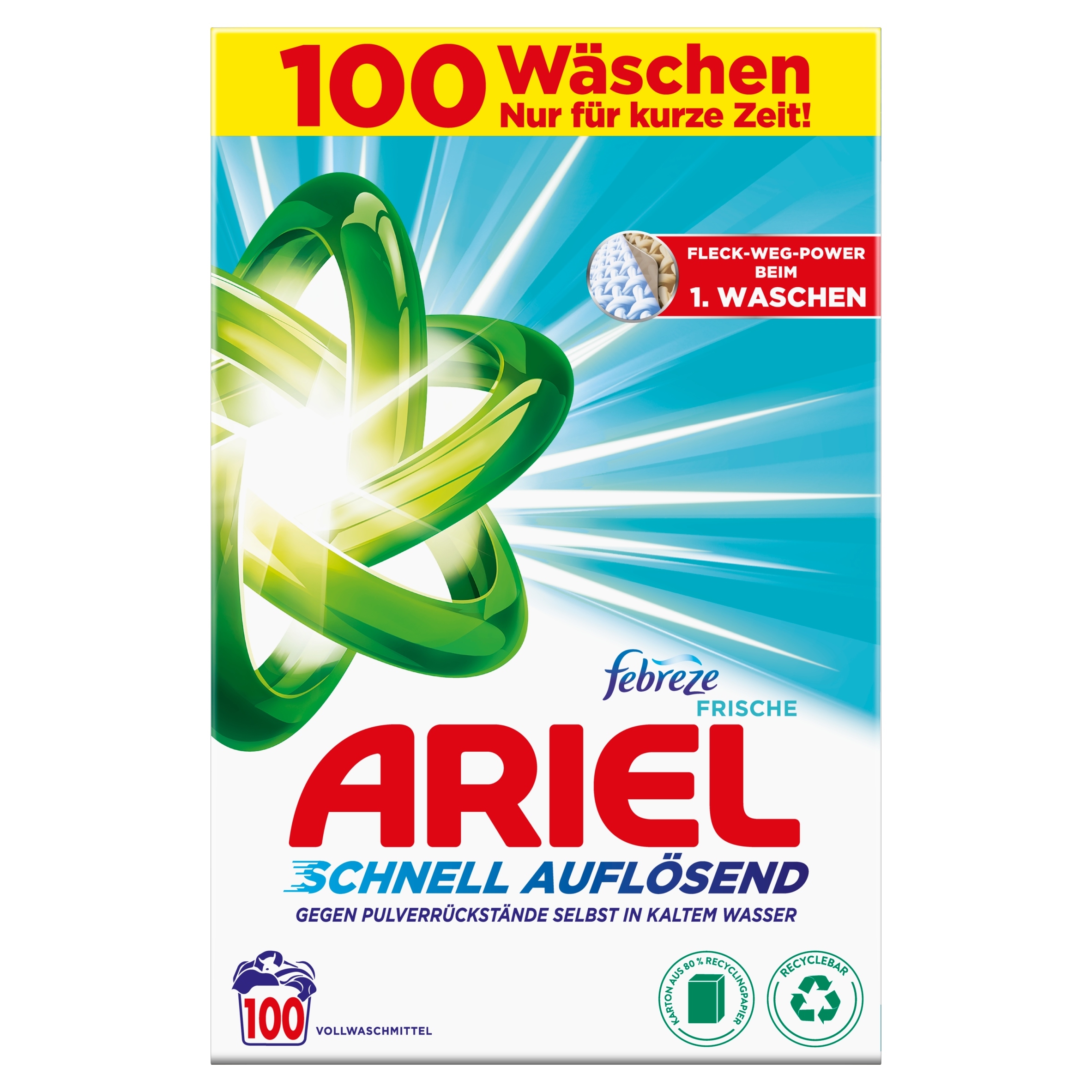 Levně Ariel Prášek Na Praní Tkanin Febreeze 100 Praní