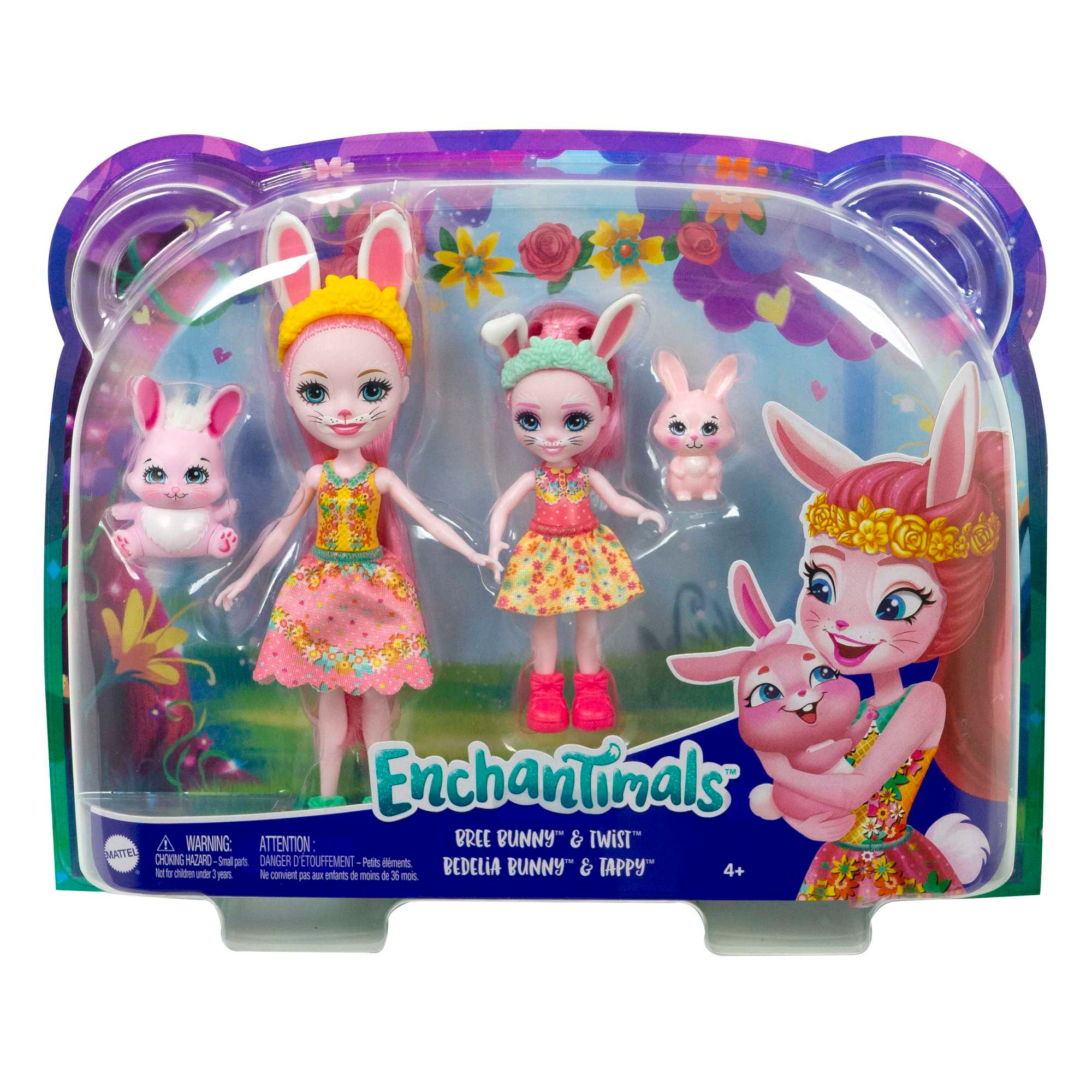 Enchantimals Bree Bedelia Bunny lalki siostry HCF84 Mattel króliczki zestaw