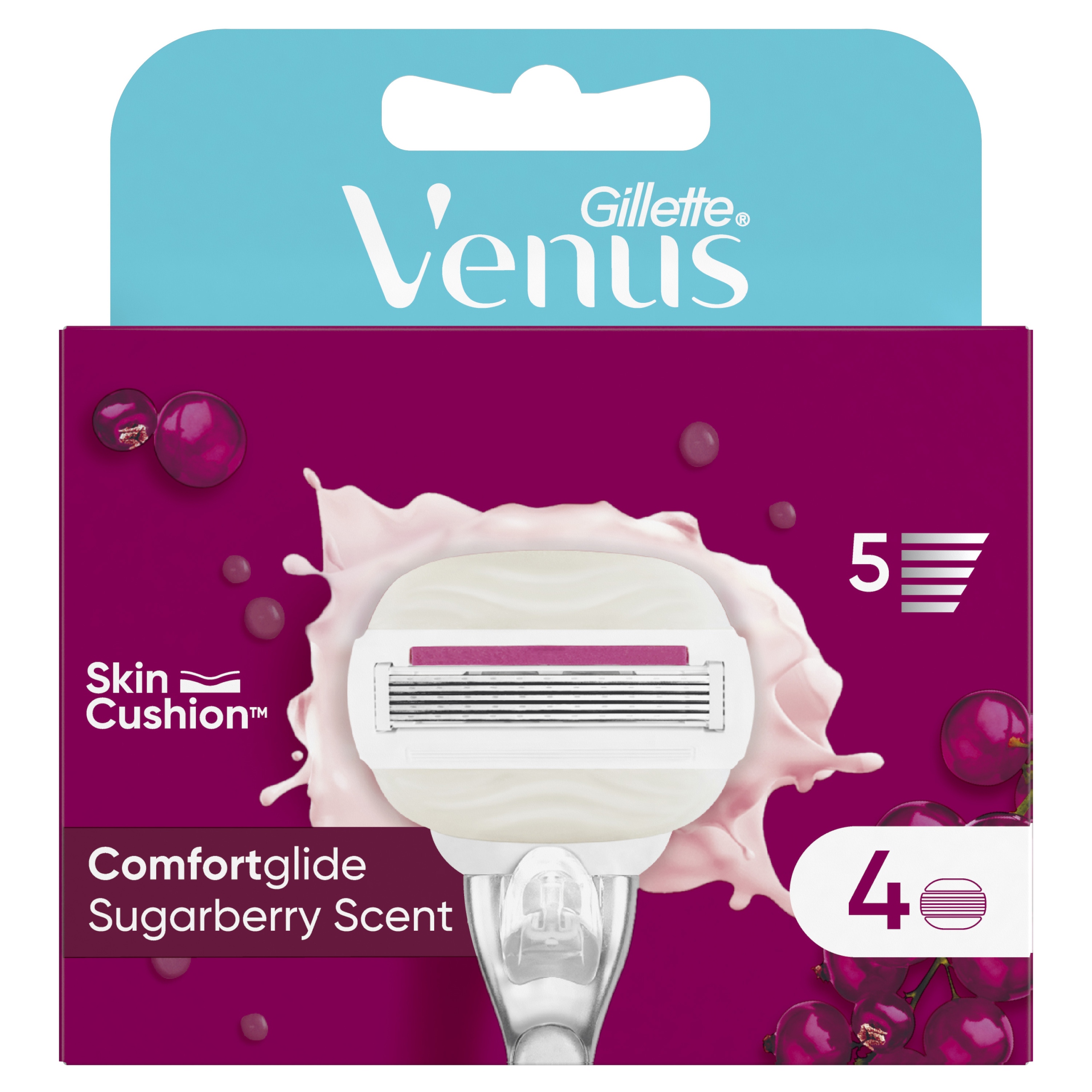 Gillette Venus ComfortGlide Sugarberry Náhradní břity pro holicí strojek 4 ks