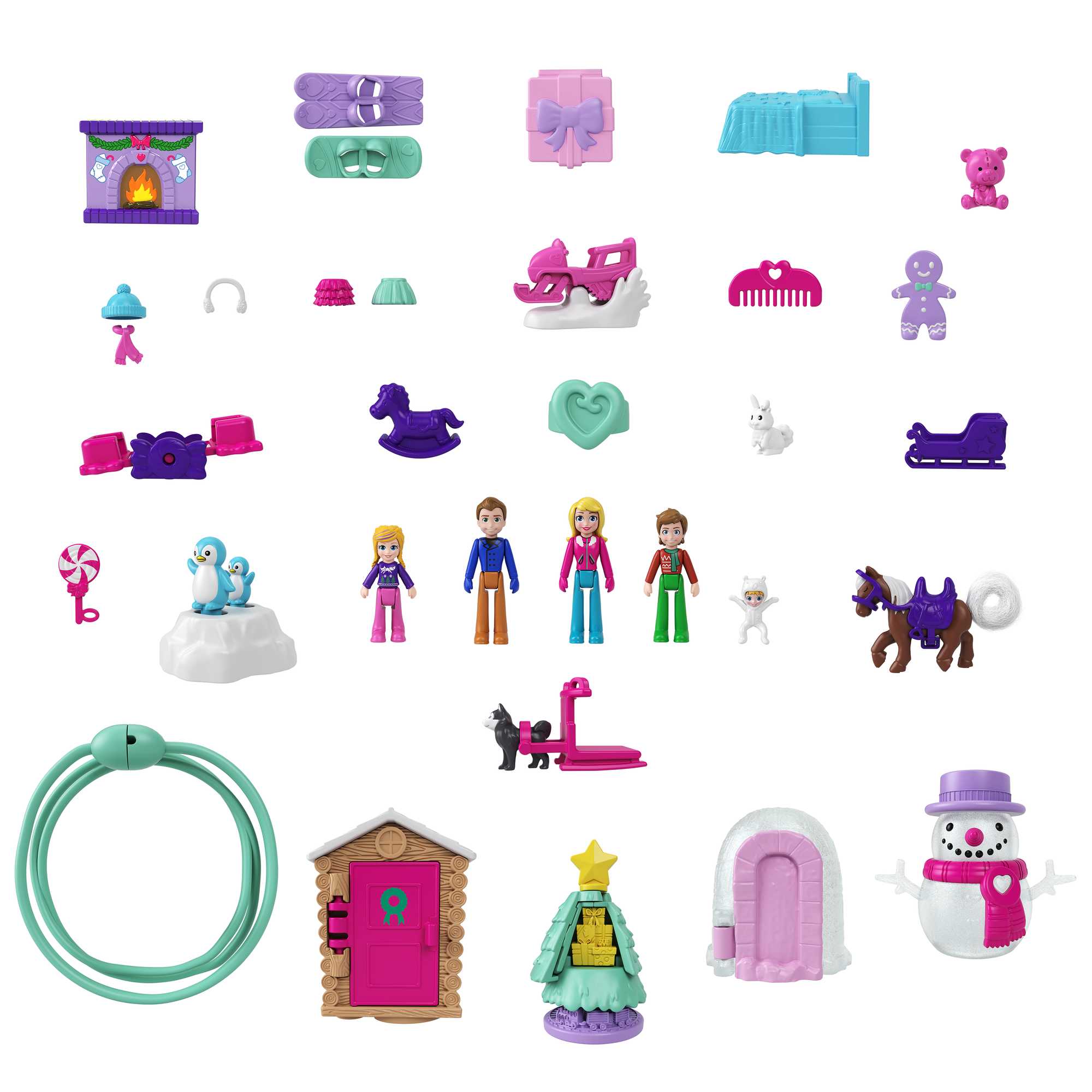 Адвент-календарь Polly Pocket Пряничный домик JFV13 2025, кукла и аксессуары, от 4 лет — фото 3