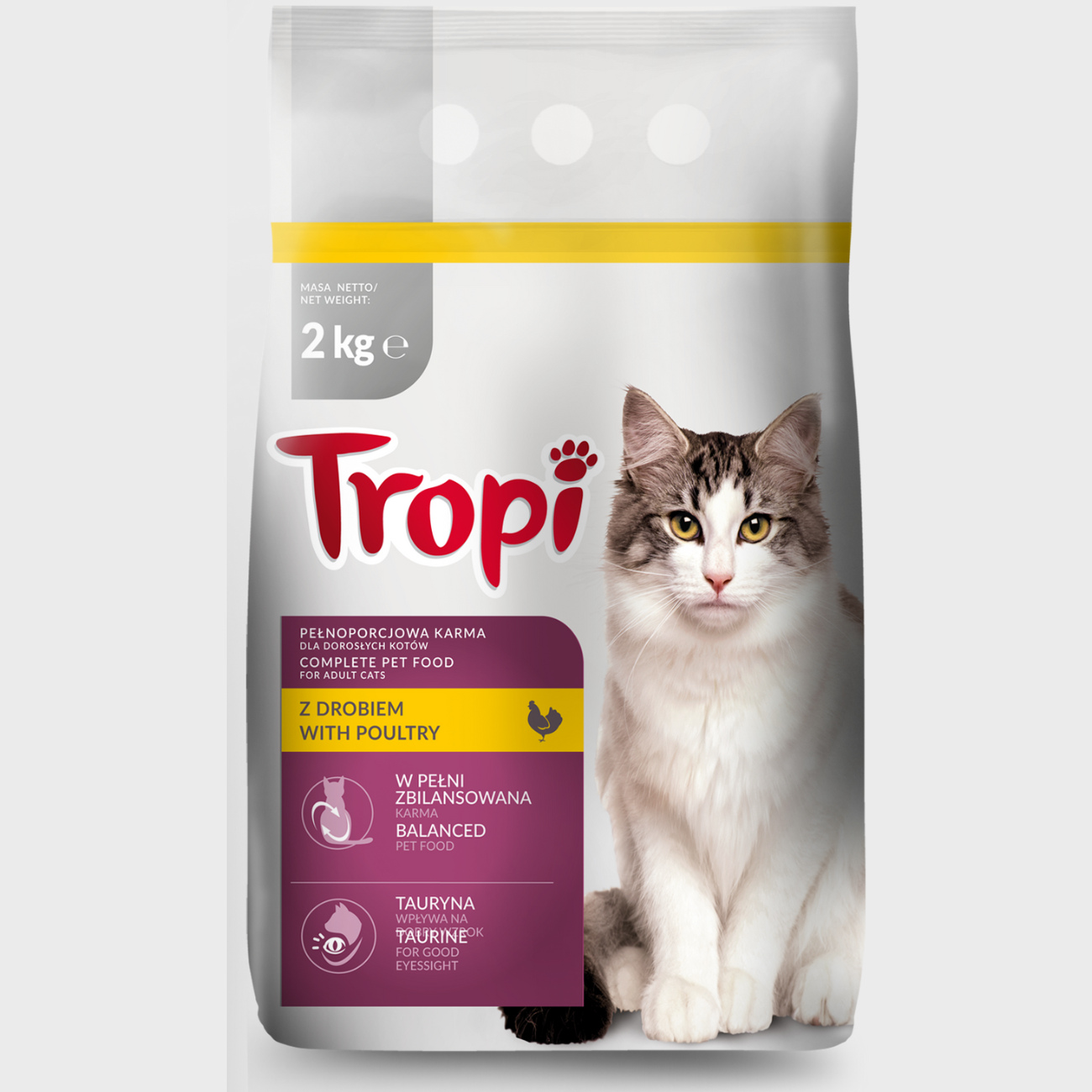 Levně 4 x Tropi suché krmivo pro kočky kompletní s drůbežím masem 2 kg