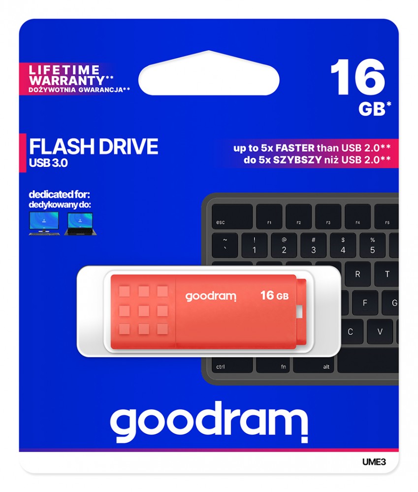 Pendrive GOODRAM UME3-0160O0R11 16 GB USB 3.0 pomarańczowy