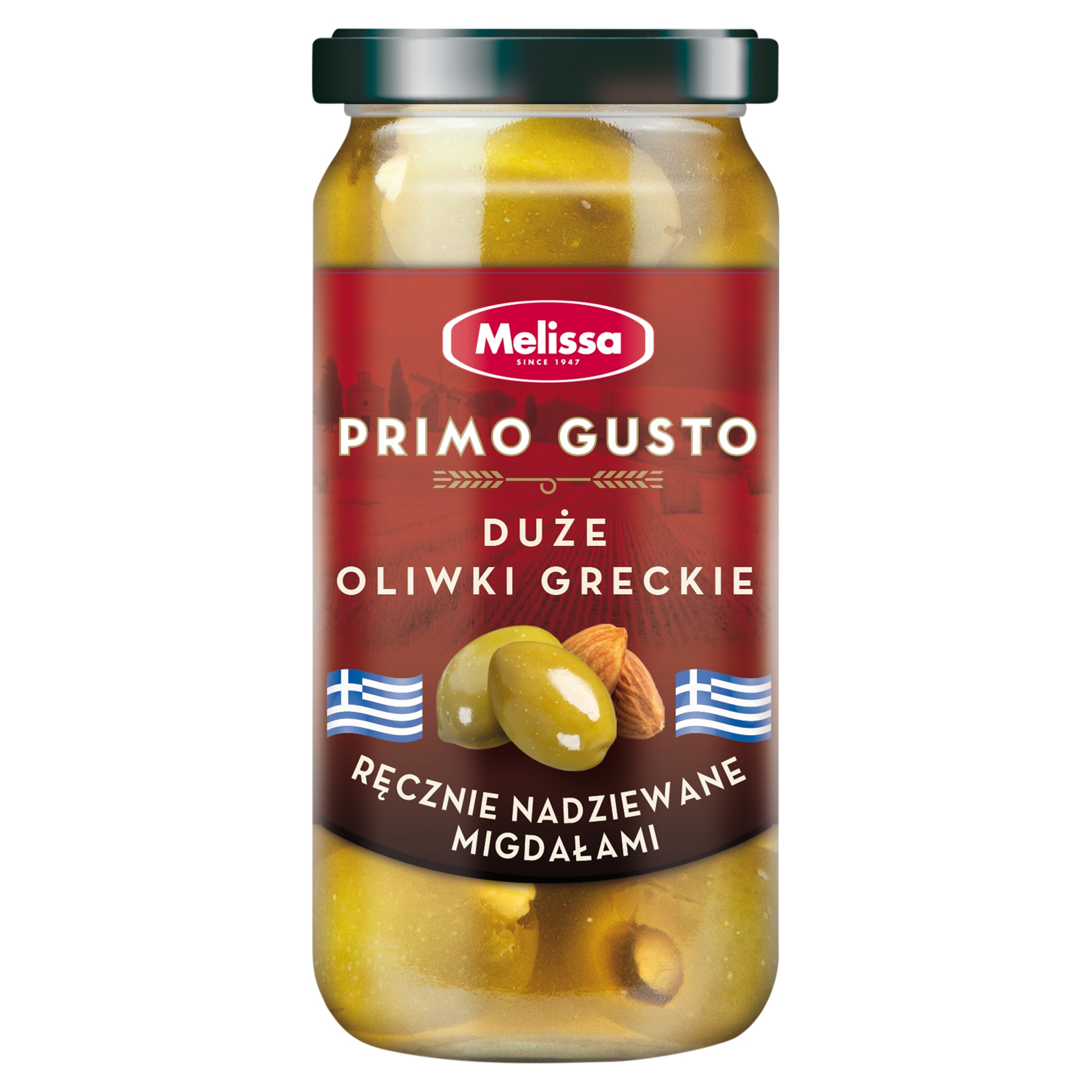 Levně Primo Gusto Melissa Velké řecké olivy ručně plněné mandlemi 240 g