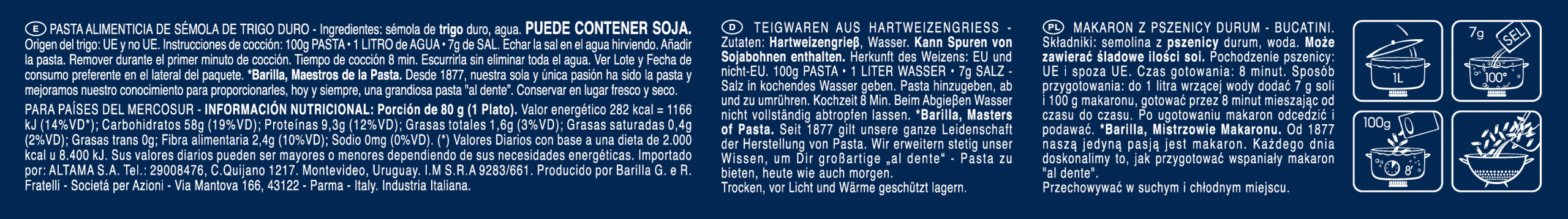Barilla Bucatini '9 makaron spaghetti 500g 24x500g