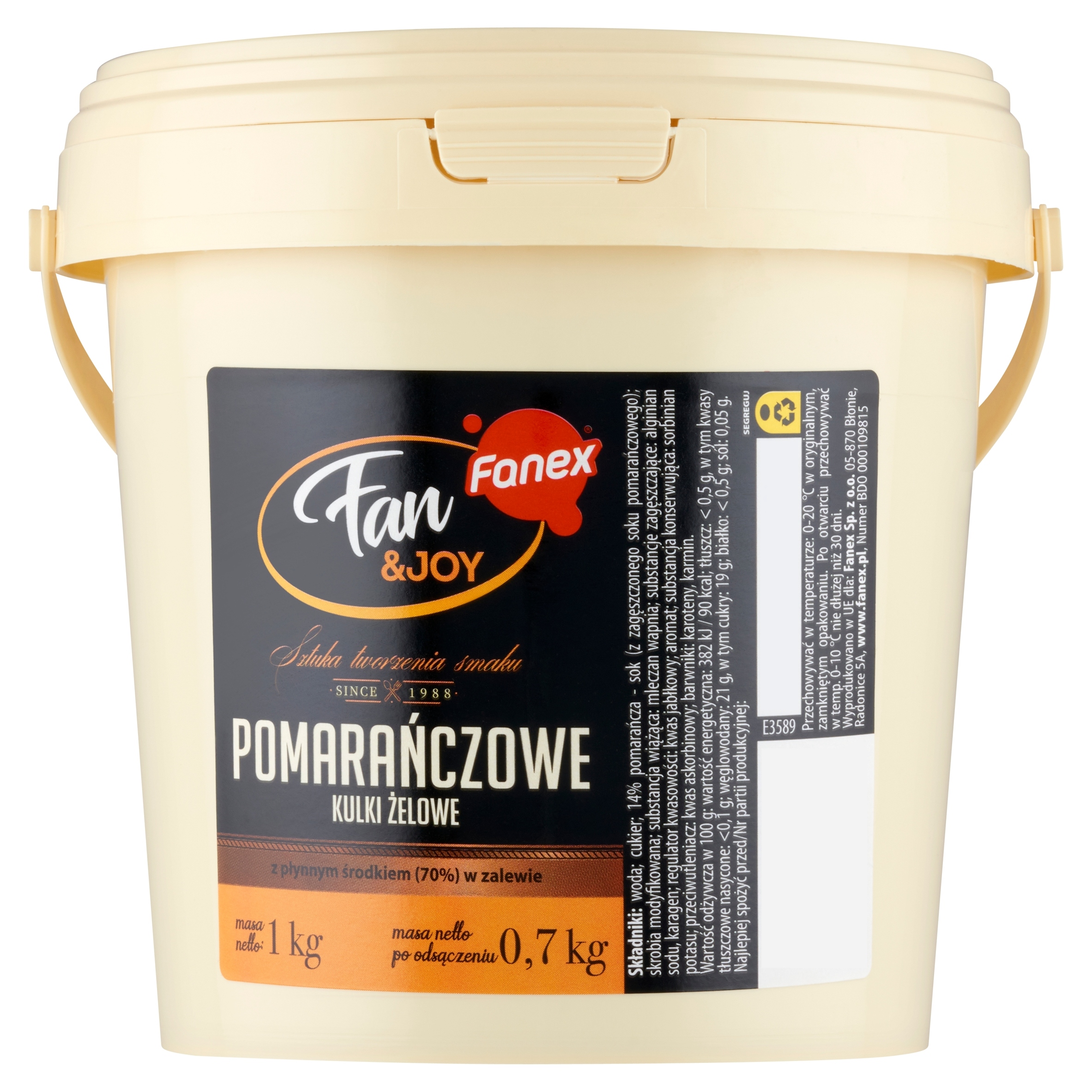 Levně Gelové kuličky Fanex Fan&Joy s tekutým středem v pomerančovém nálevu 1 kg